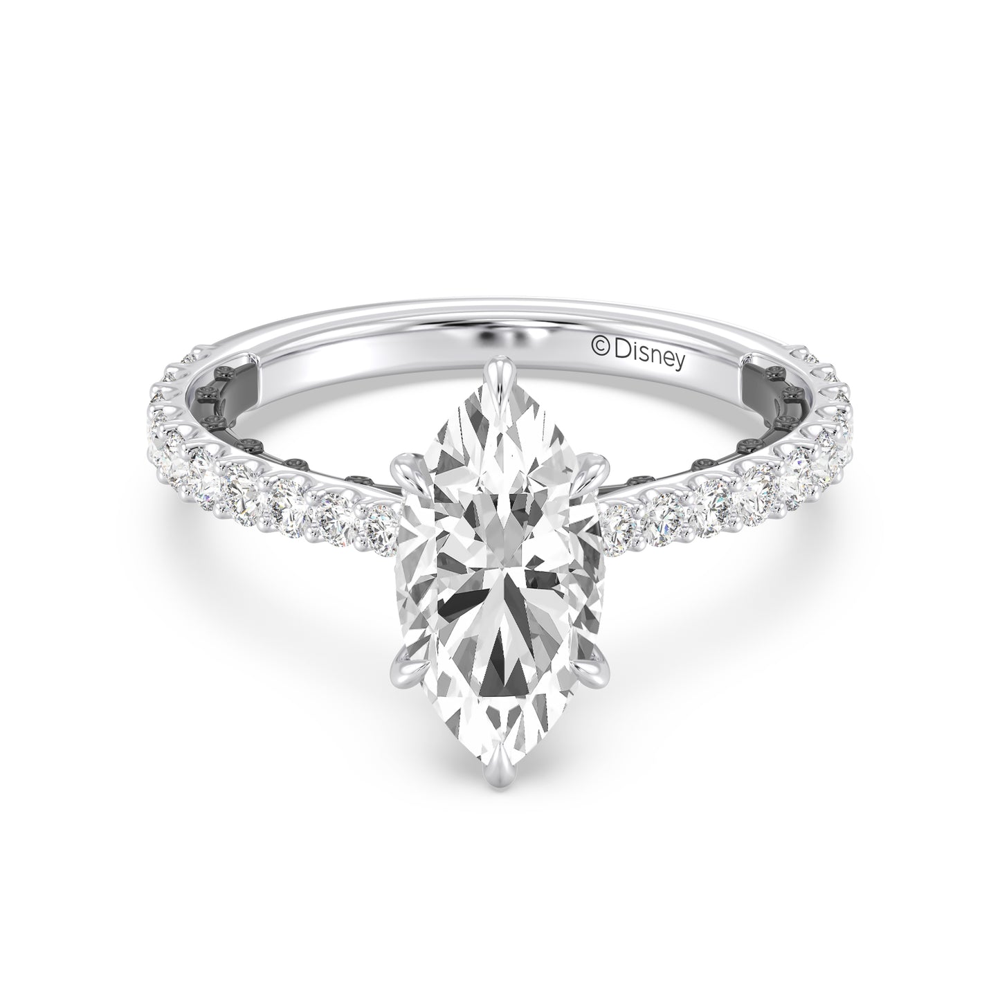 Enchanted Star 14K Gold And Black Rhodium With Lab Grown Diamonds, Disney's Villain Ursula Hidden Halo Engagement Ring