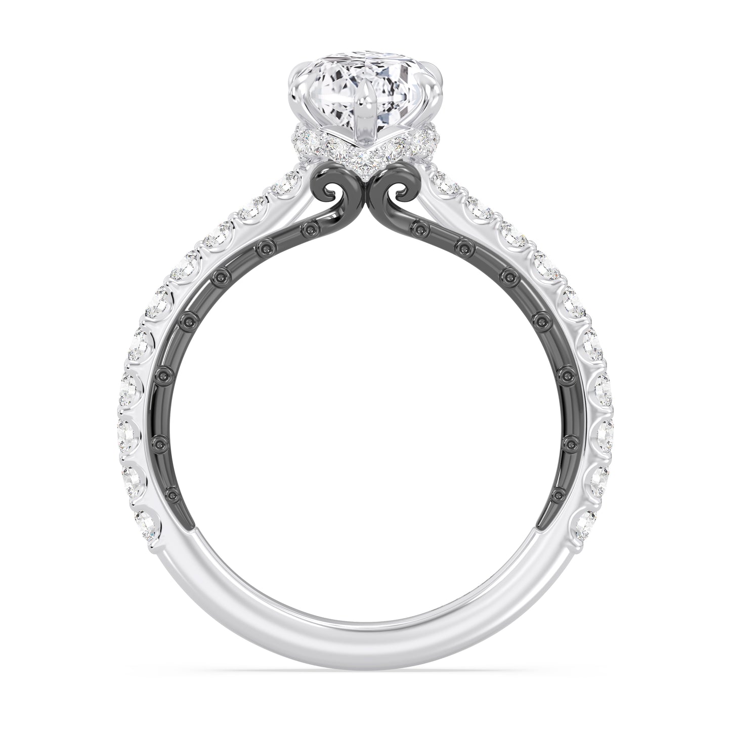 Enchanted Star 14K Gold And Black Rhodium With Lab Grown Diamonds, Disney's Villain Ursula Hidden Halo Engagement Ring