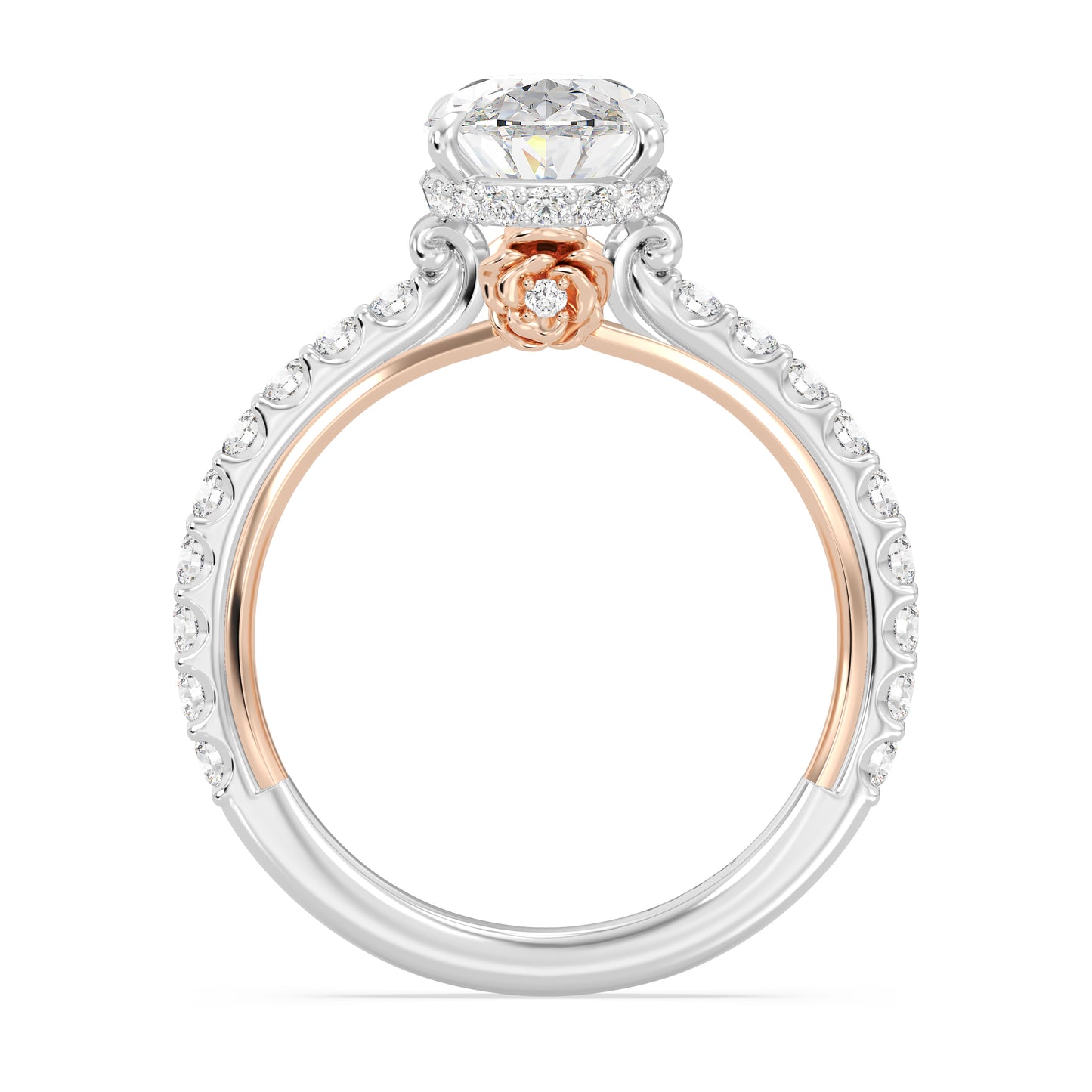 Enchanted Star Lab Grown Diamond And 14K Gold, Disney Princess Belle Hidden Halo Rose Engagement Ring