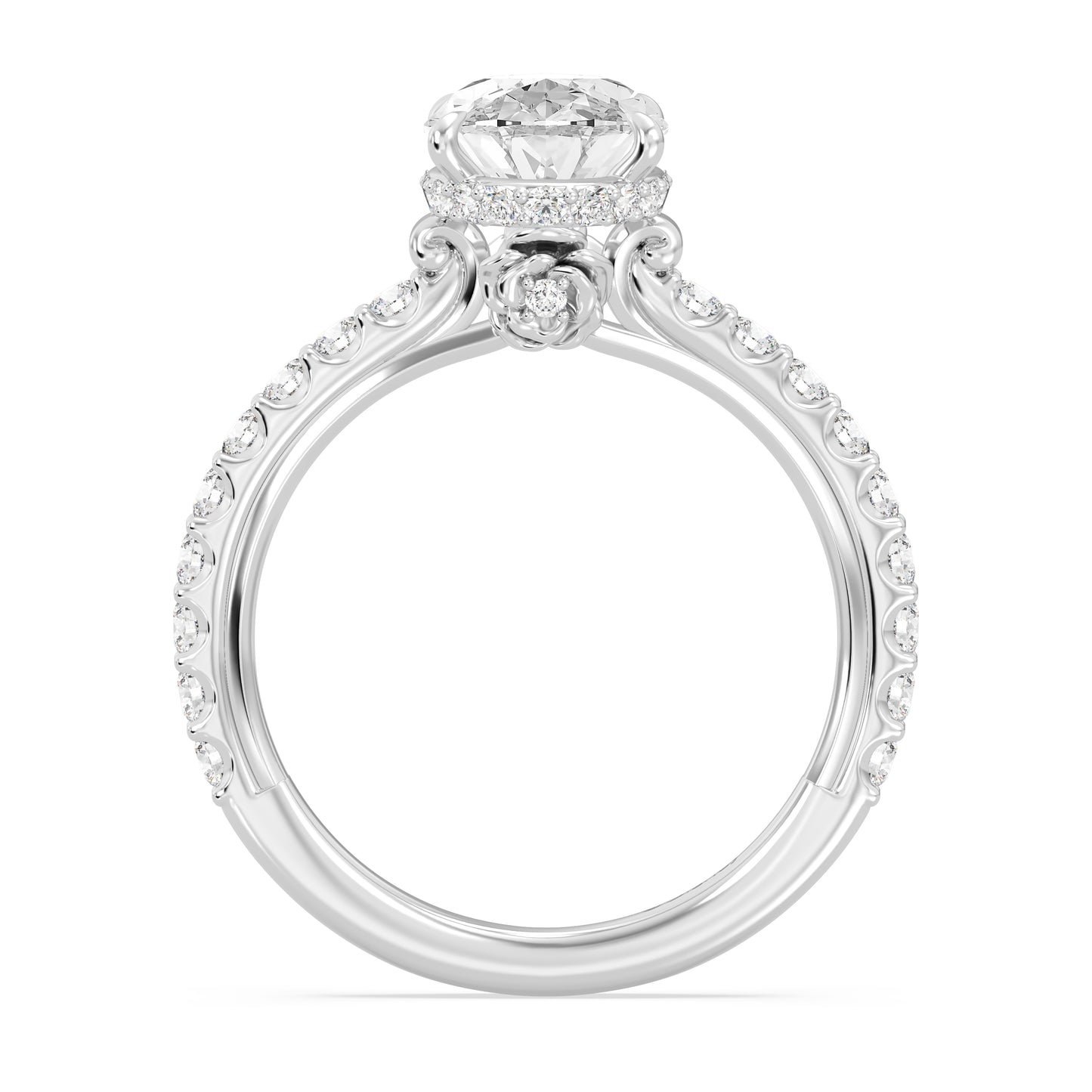 Enchanted Star Lab Grown Diamond And 14K Gold, Disney Princess Belle Hidden Halo Rose Engagement Ring