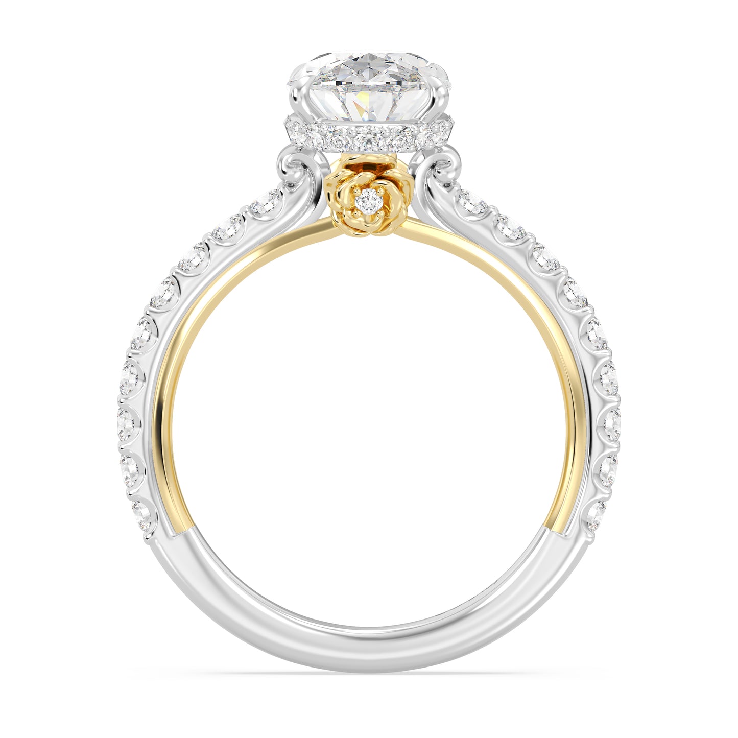 Enchanted Star Lab Grown Diamond And 14K Gold, Disney Princess Belle Hidden Halo Rose Engagement Ring