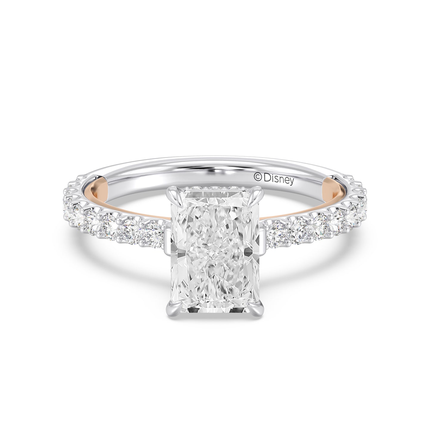 Enchanted Star Lab Grown Diamond And 14K Gold, Disney Princess Belle Hidden Halo Rose Engagement Ring