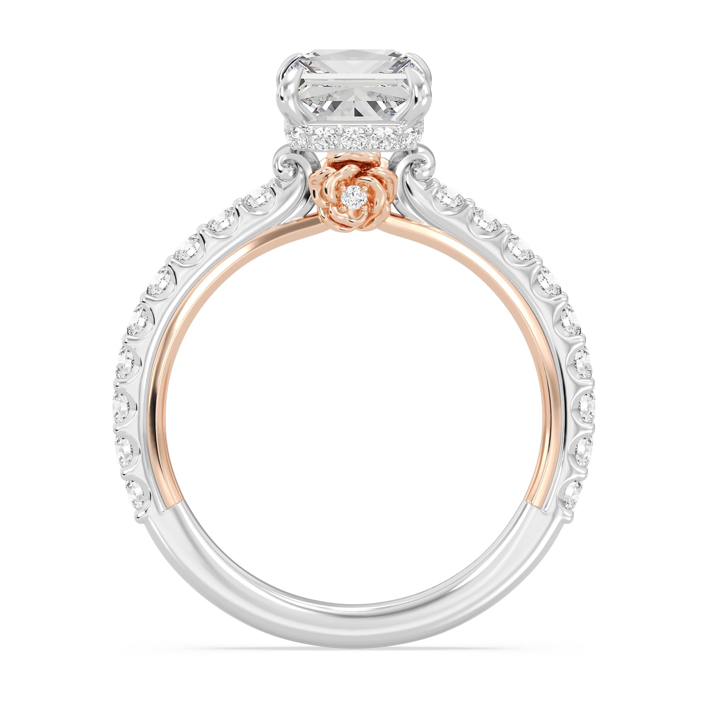Enchanted Star Lab Grown Diamond And 14K Gold, Disney Princess Belle Hidden Halo Rose Engagement Ring