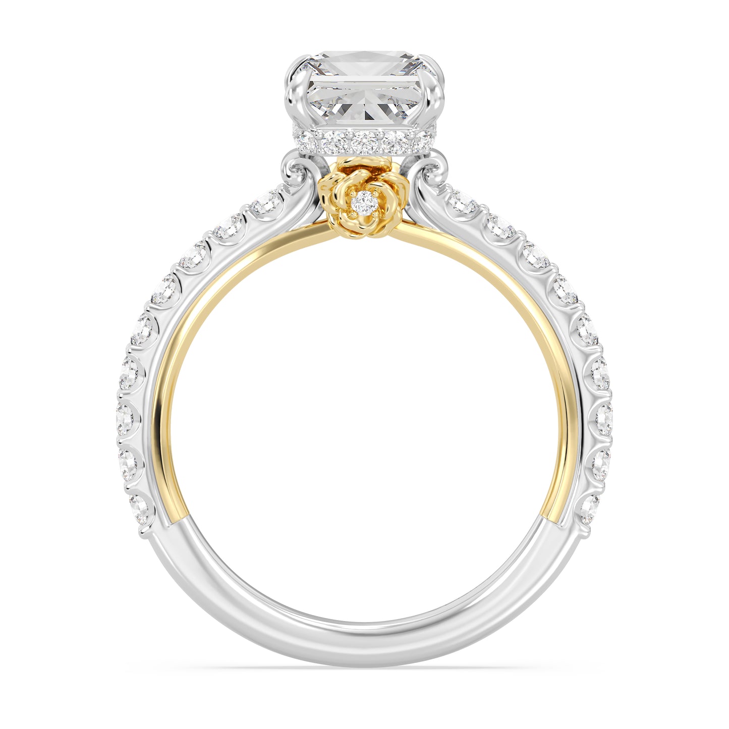 Enchanted Star Lab Grown Diamond And 14K Gold, Disney Princess Belle Hidden Halo Rose Engagement Ring