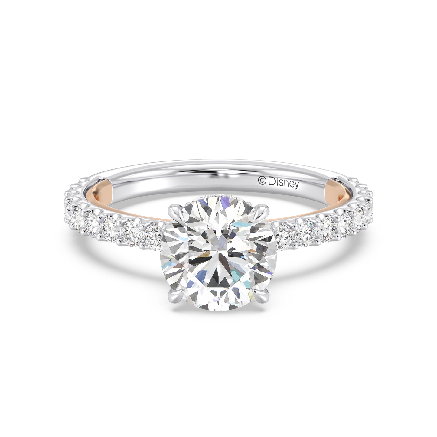 Enchanted Star Lab Grown Diamond And 14K Gold, Disney Princess Belle Hidden Halo Rose Engagement Ring