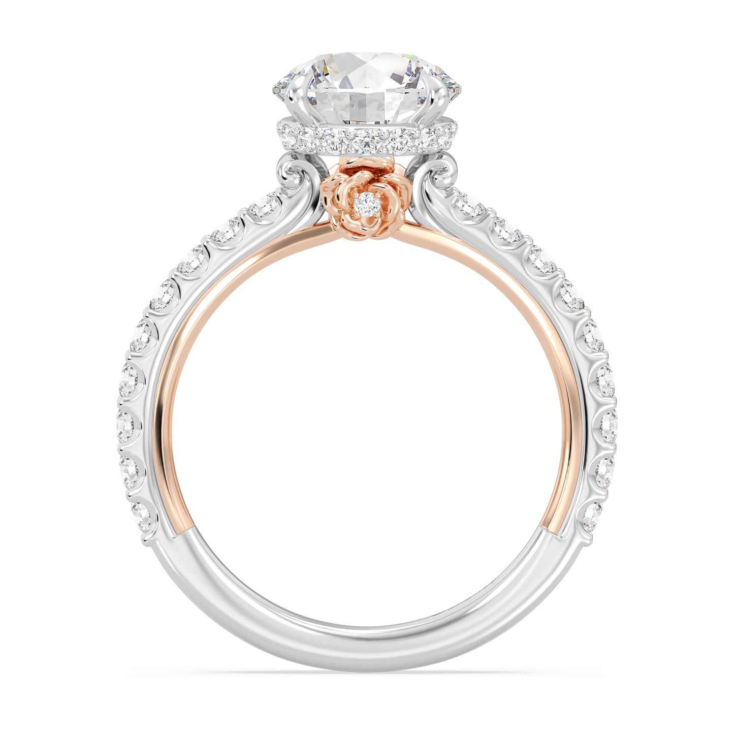 Enchanted Star Lab Grown Diamond And 14K Gold, Disney Princess Belle Hidden Halo Rose Engagement Ring