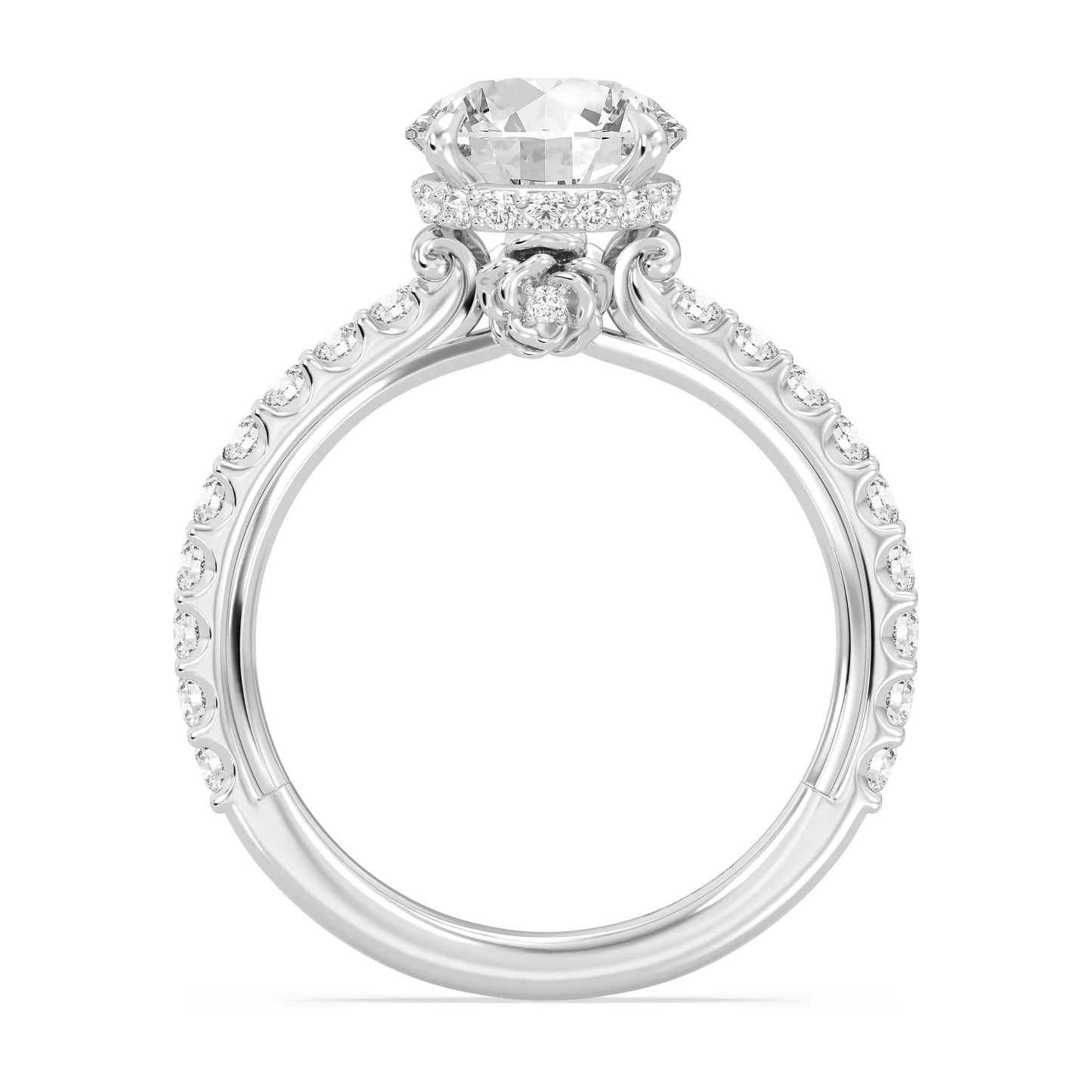 Enchanted Star Lab Grown Diamond And 14K Gold, Disney Princess Belle Hidden Halo Rose Engagement Ring