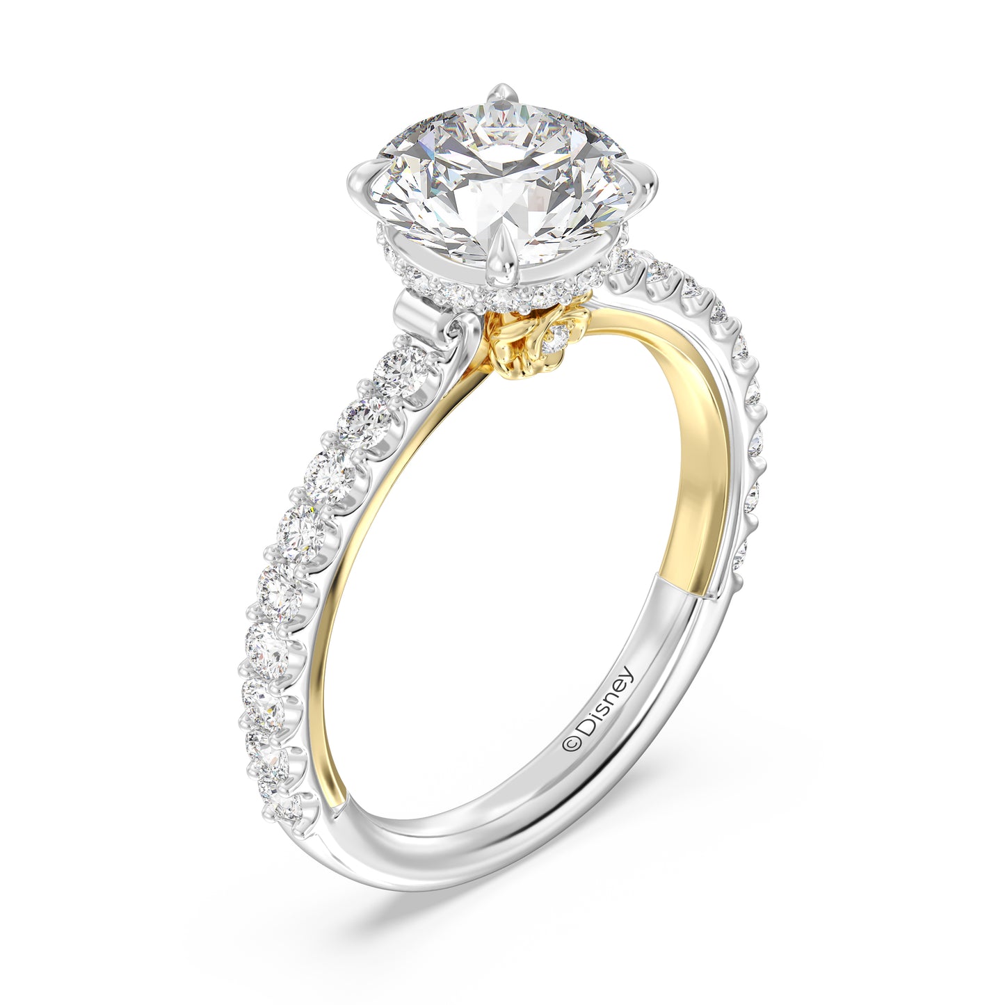 Enchanted Star Lab Grown Diamond And 14K Gold, Disney Princess Belle Hidden Halo Rose Engagement Ring