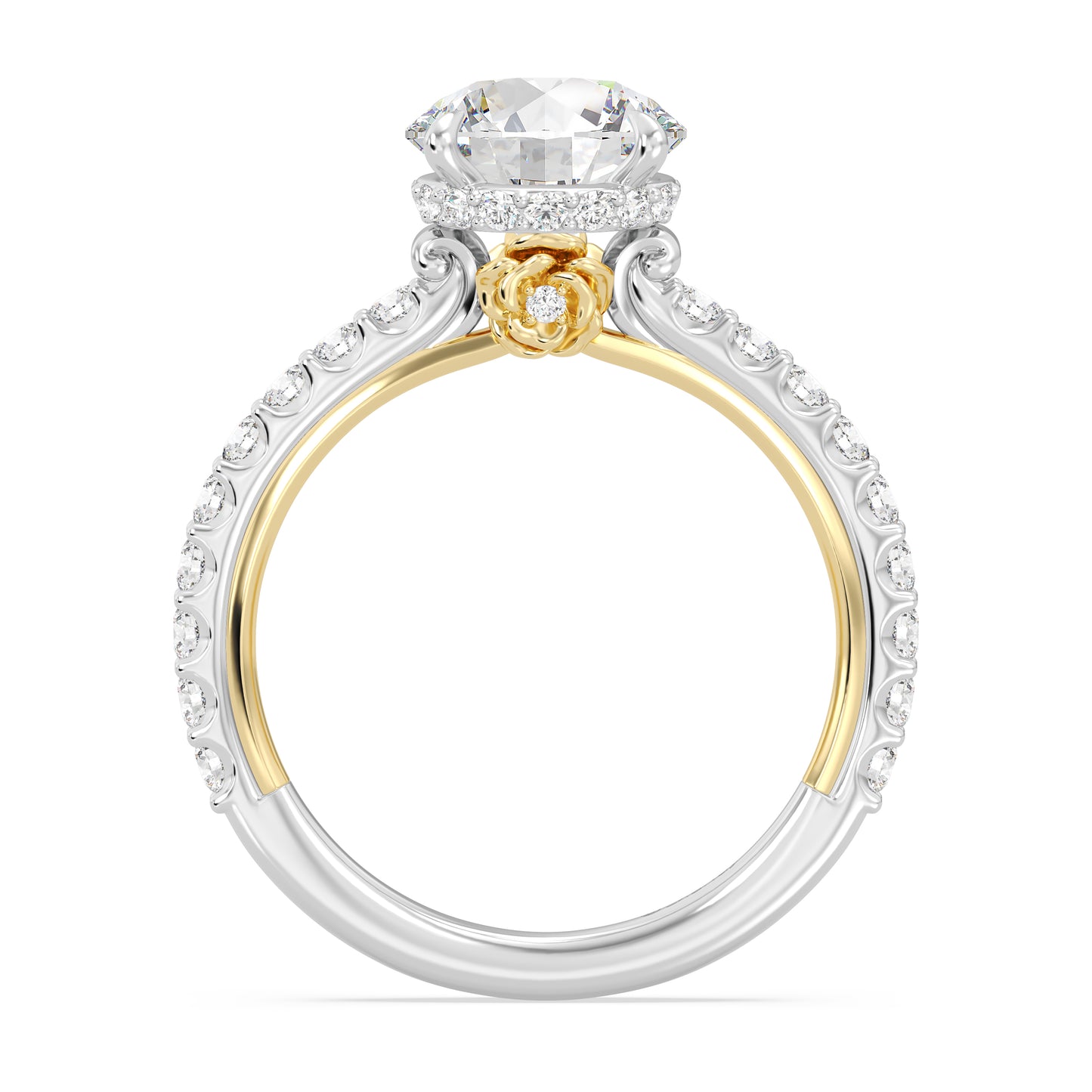 Enchanted Star Lab Grown Diamond And 14K Gold, Disney Princess Belle Hidden Halo Rose Engagement Ring