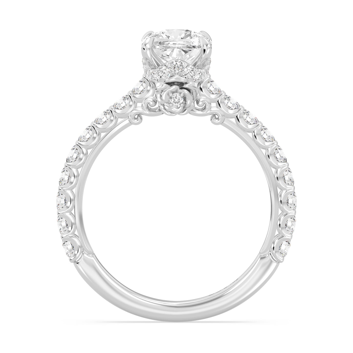 Enchanted Star Lab Grown Diamond And 14K Gold, Disney's Belle Pavé Rose Engagement Ring