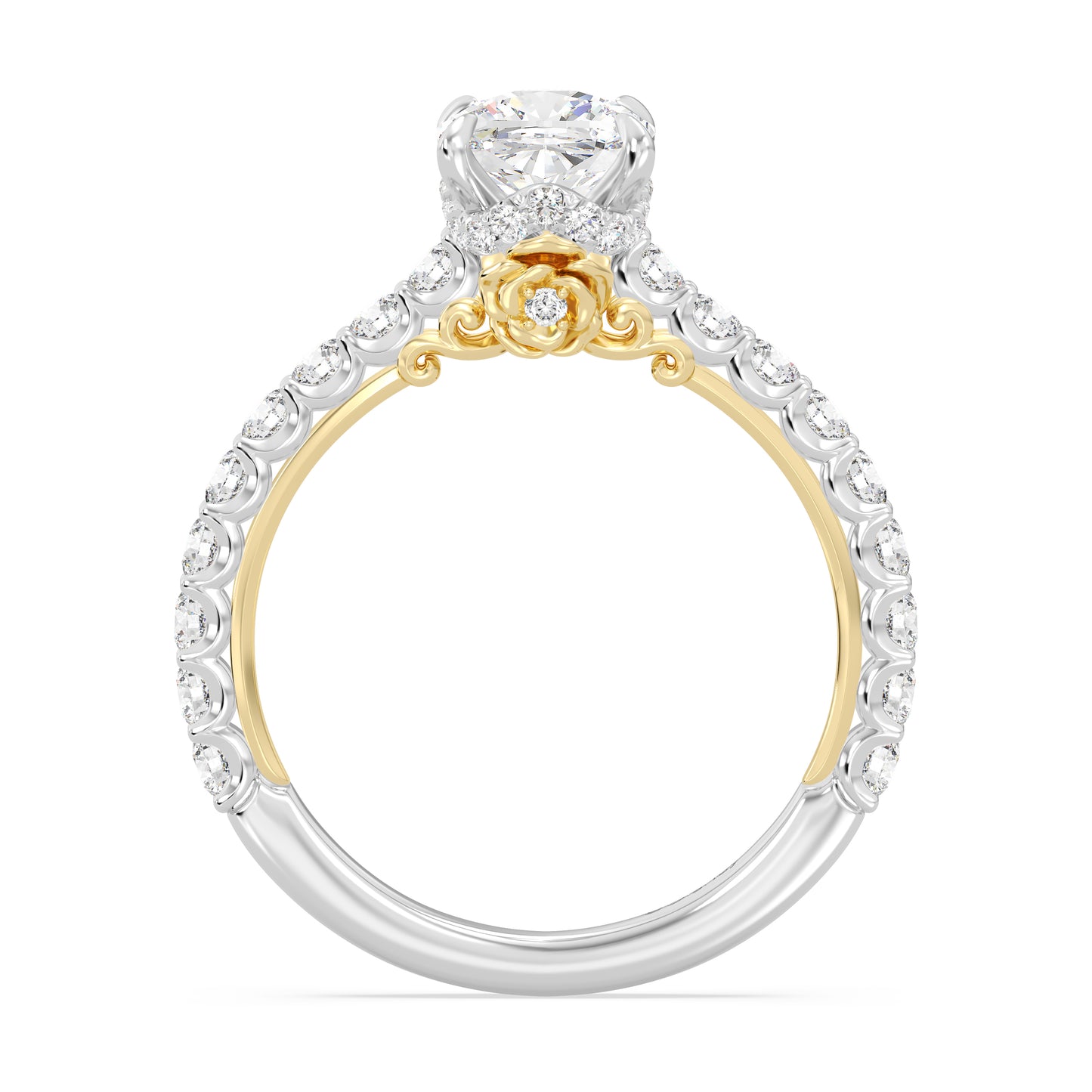 Enchanted Star Lab Grown Diamond And 14K Gold, Disney's Belle Pavé Rose Engagement Ring
