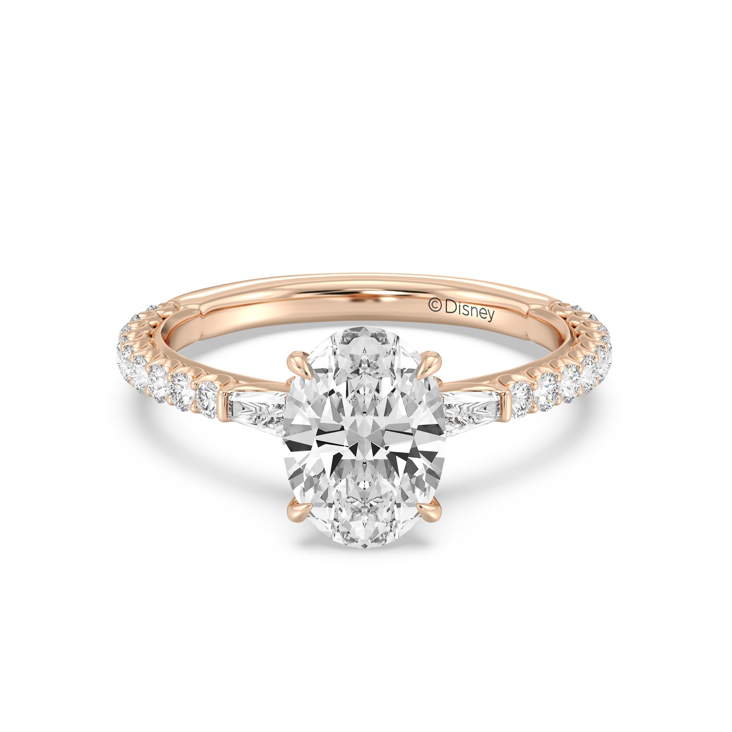 Enchanted Star Lab Grown Diamond And 14K Gold, Disney Princess Cinderella Side-Stone Carriage Engagement Ring