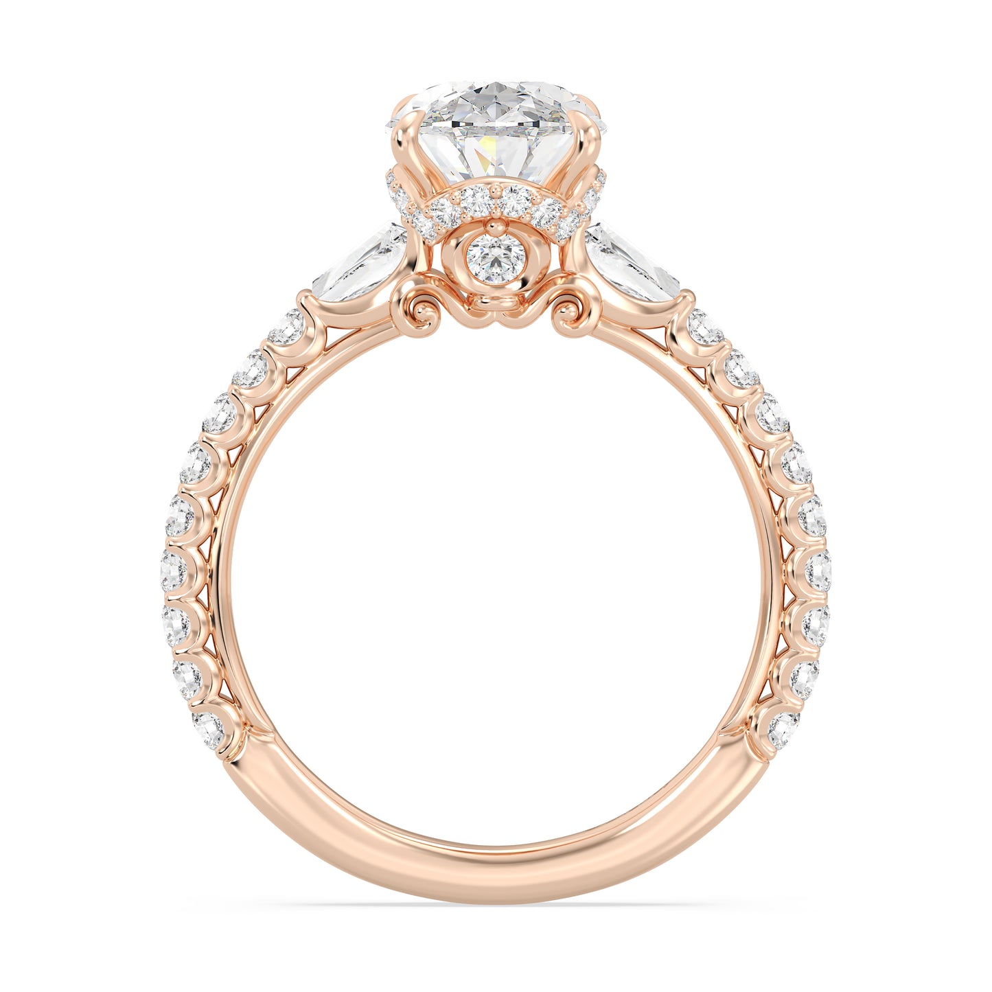 Enchanted Star Lab Grown Diamond And 14K Gold, Disney Princess Cinderella Side-Stone Carriage Engagement Ring