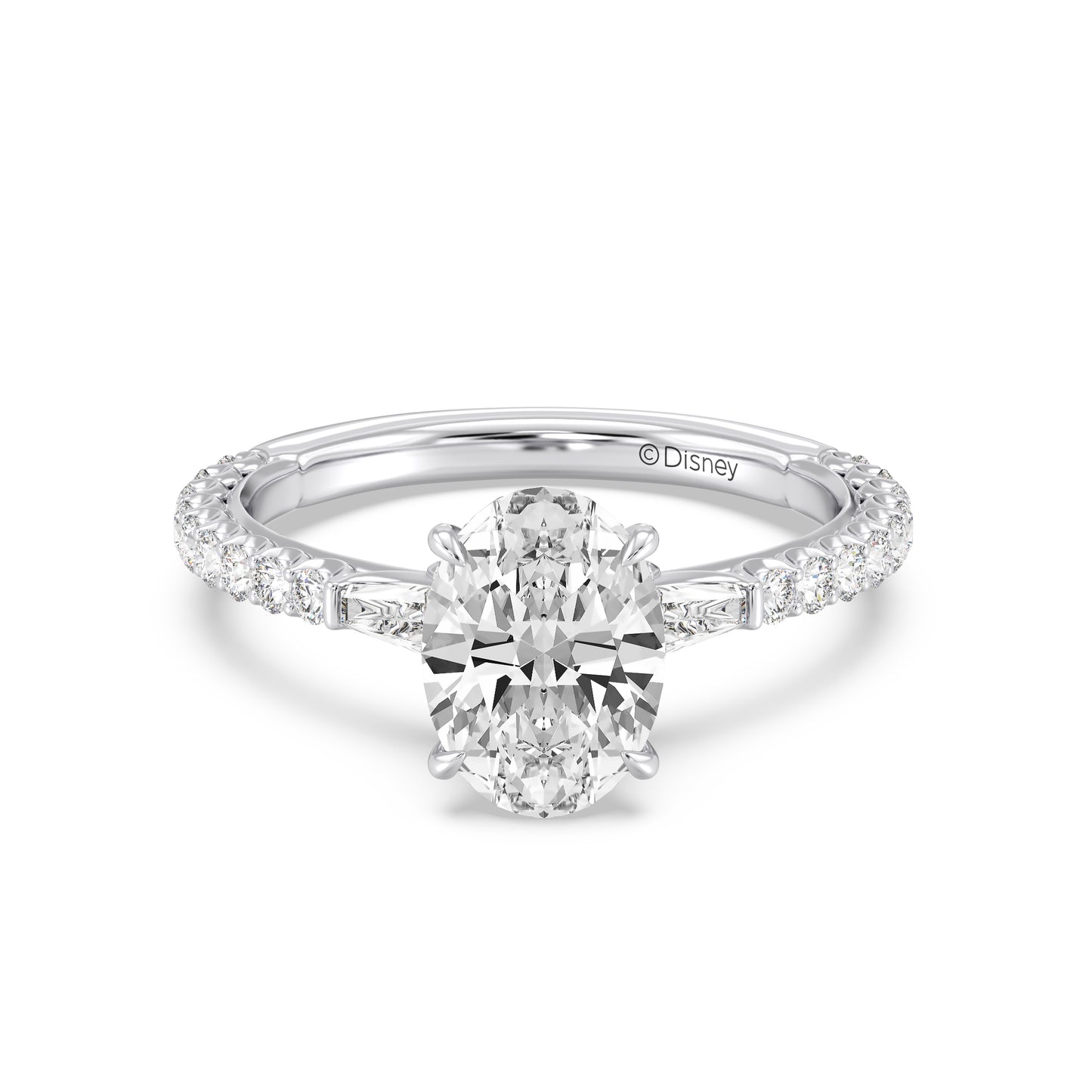 Enchanted Star Lab Grown Diamond And 14K Gold, Disney Princess Cinderella Side-Stone Carriage Engagement Ring