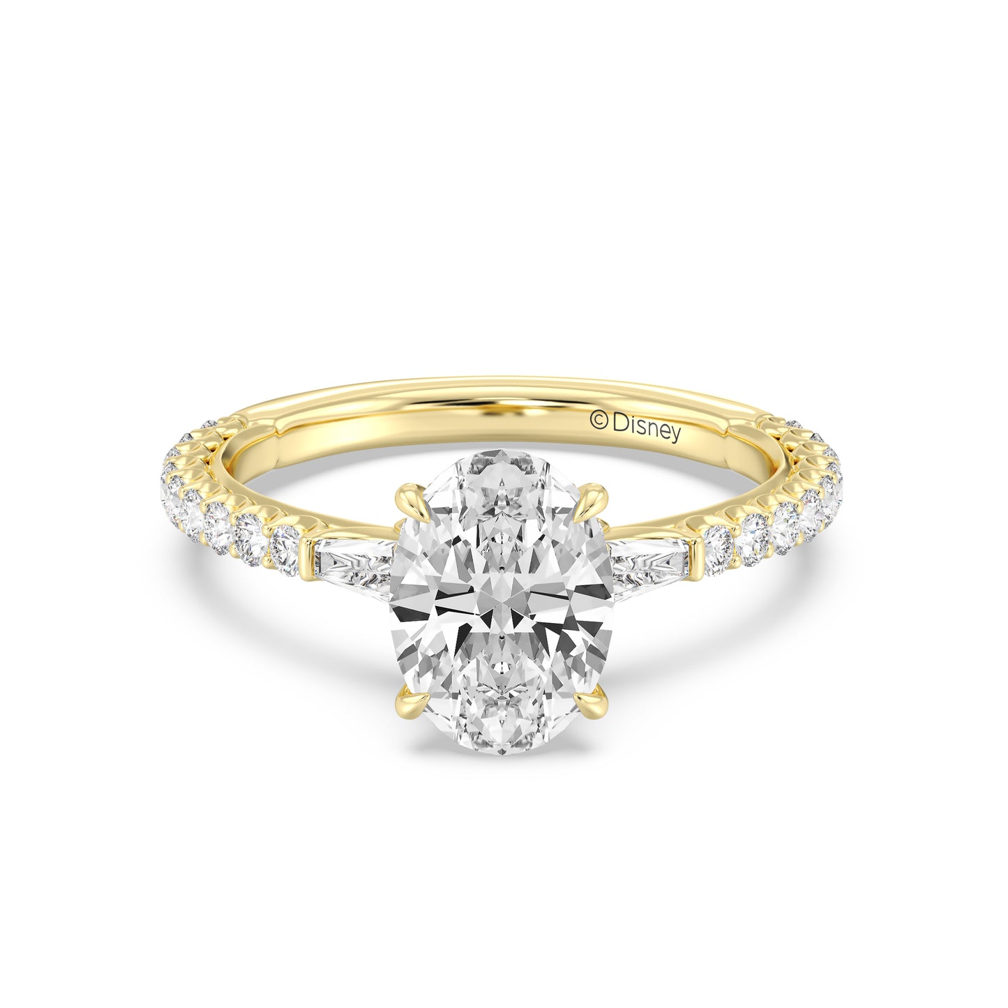 Enchanted Star Lab Grown Diamond And 14K Gold, Disney Princess Cinderella Side-Stone Carriage Engagement Ring