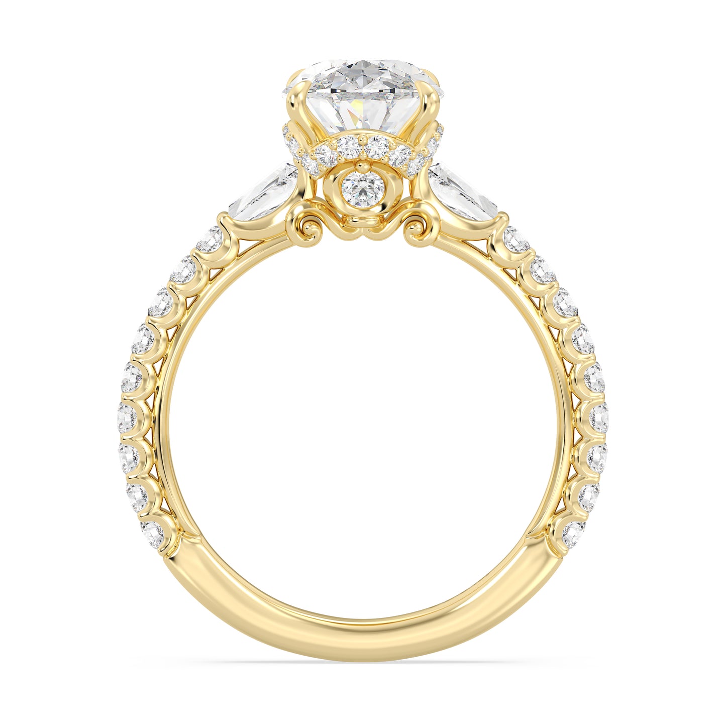 Enchanted Star Lab Grown Diamond And 14K Gold, Disney Princess Cinderella Side-Stone Carriage Engagement Ring