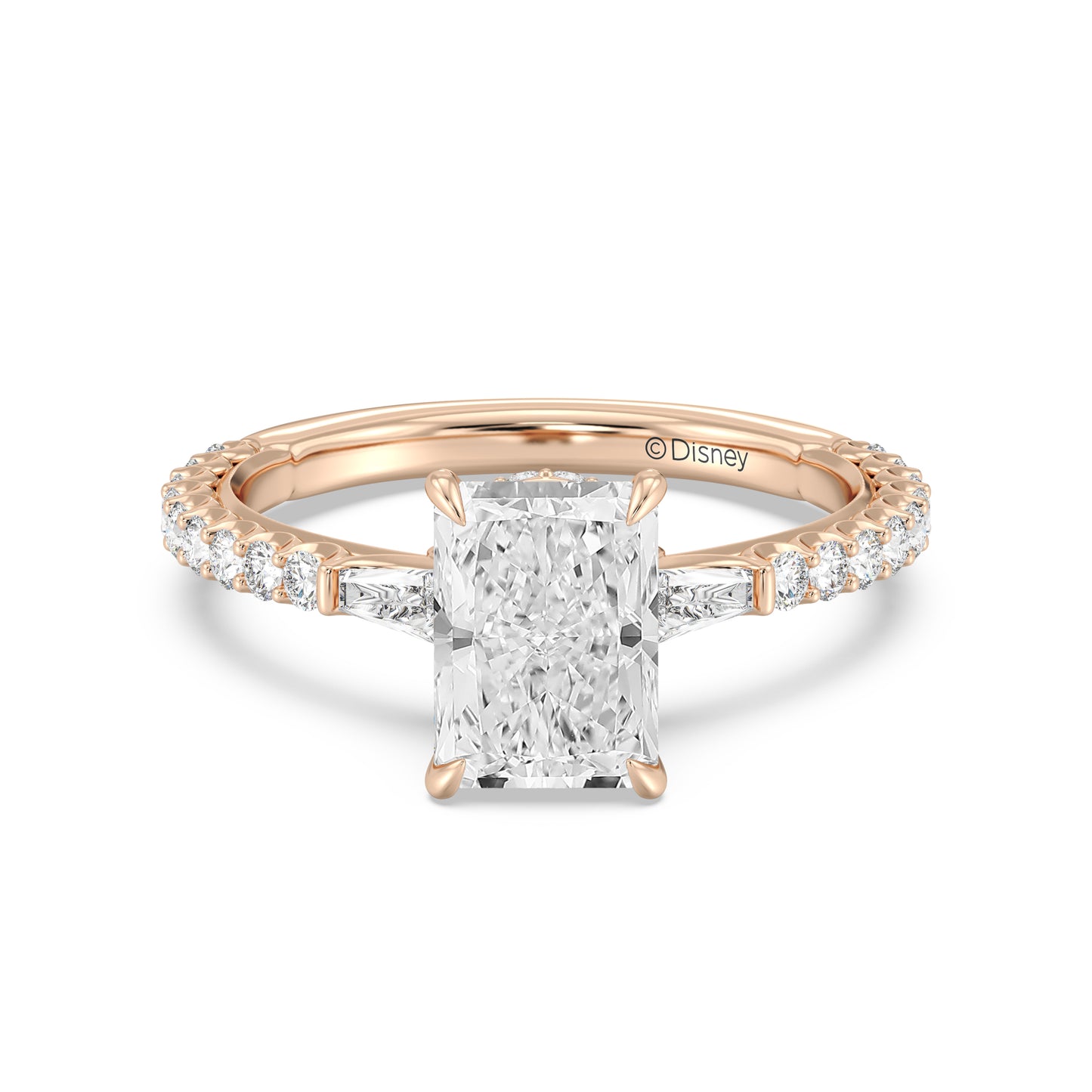 Enchanted Star Lab Grown Diamond And 14K Gold, Disney Princess Cinderella Side-Stone Carriage Engagement Ring