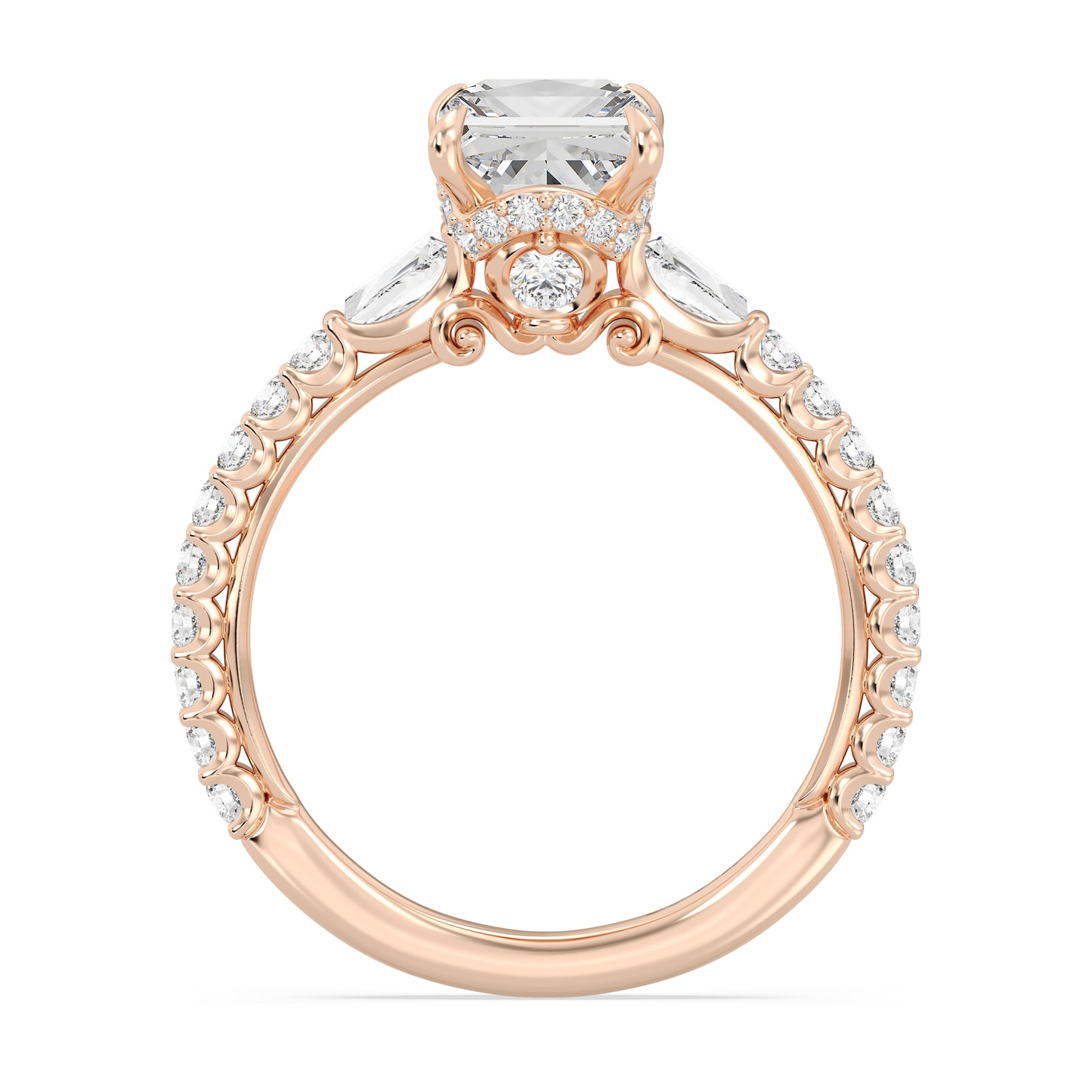 Enchanted Star Lab Grown Diamond And 14K Gold, Disney Princess Cinderella Side-Stone Carriage Engagement Ring