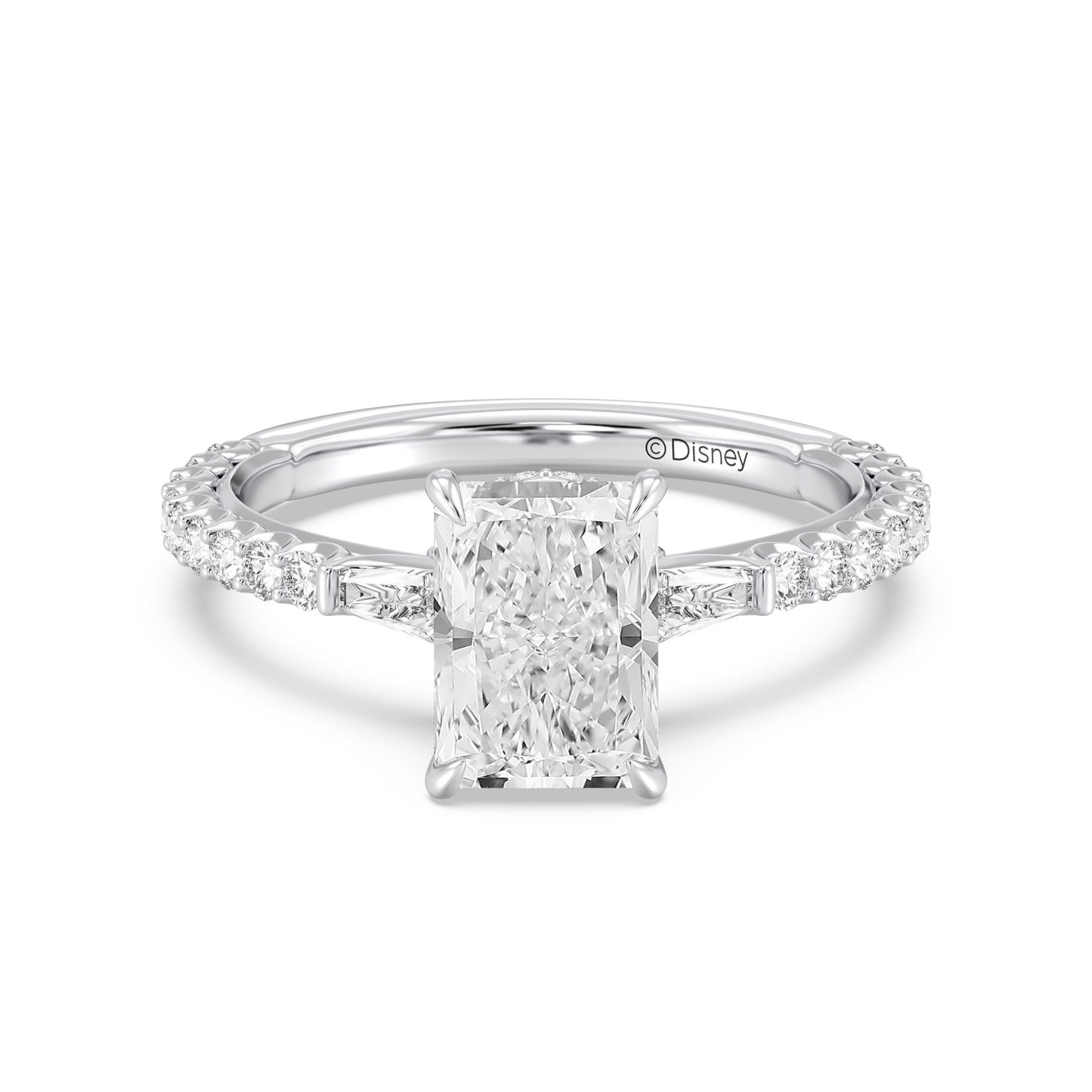 Enchanted Star Lab Grown Diamond And 14K Gold, Disney Princess Cinderella Side-Stone Carriage Engagement Ring