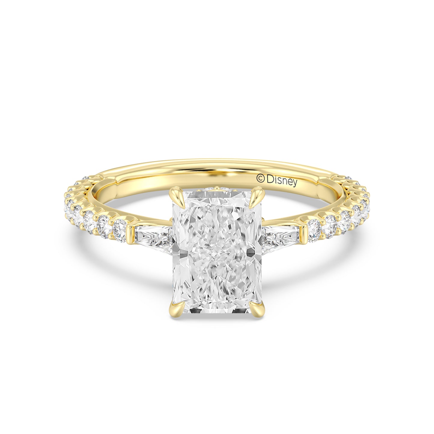 Enchanted Star Lab Grown Diamond And 14K Gold, Disney Princess Cinderella Side-Stone Carriage Engagement Ring
