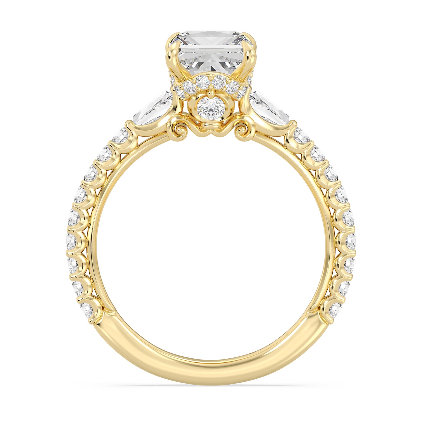 Enchanted Star Lab Grown Diamond And 14K Gold, Disney Princess Cinderella Side-Stone Carriage Engagement Ring