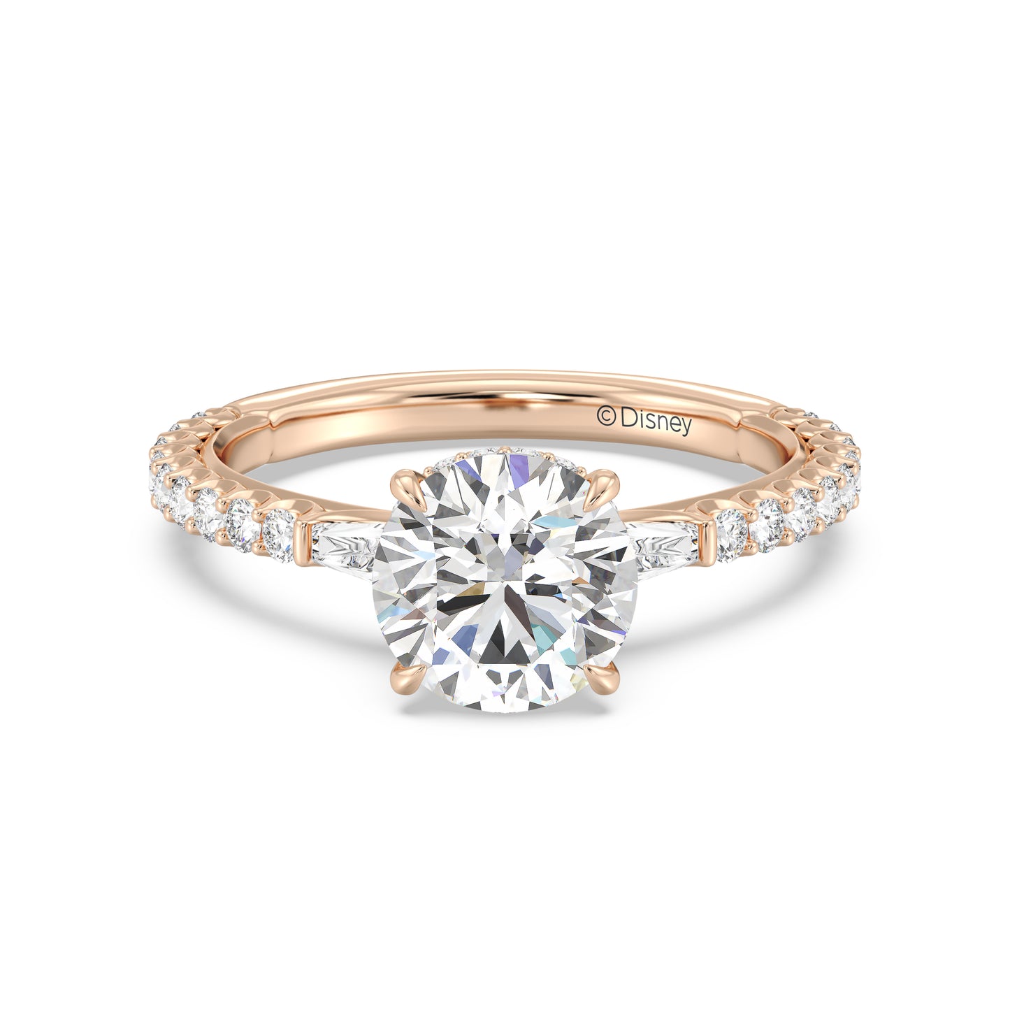 Enchanted Star Lab Grown Diamond And 14K Gold, Disney Princess Cinderella Side-Stone Carriage Engagement Ring