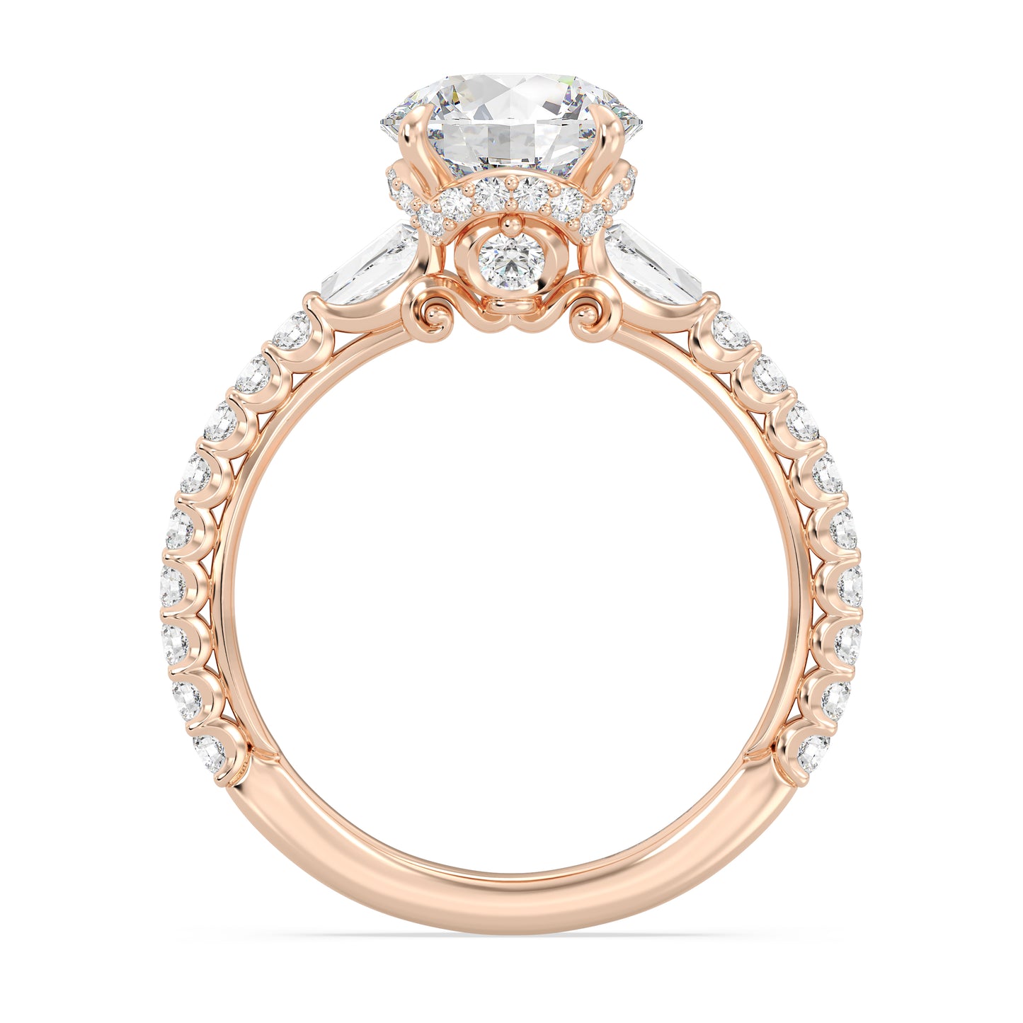 Enchanted Star Lab Grown Diamond And 14K Gold, Disney Princess Cinderella Side-Stone Carriage Engagement Ring