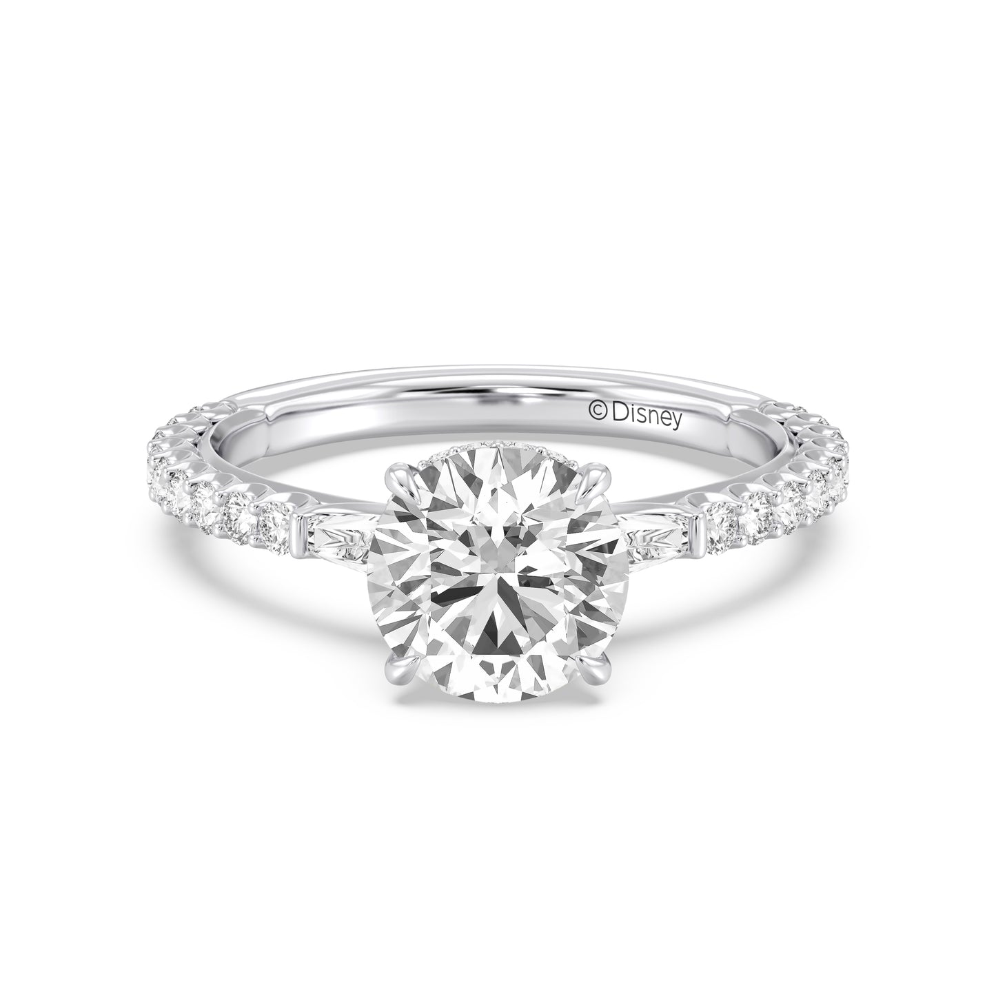 Enchanted Star Lab Grown Diamond And 14K Gold, Disney Princess Cinderella Side-Stone Carriage Engagement Ring