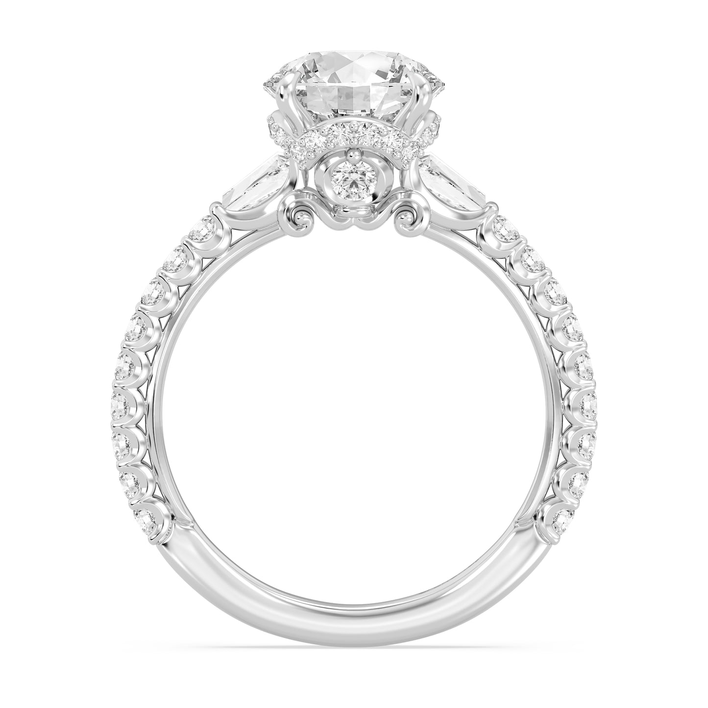 Enchanted Star Lab Grown Diamond And 14K Gold, Disney Princess Cinderella Side-Stone Carriage Engagement Ring