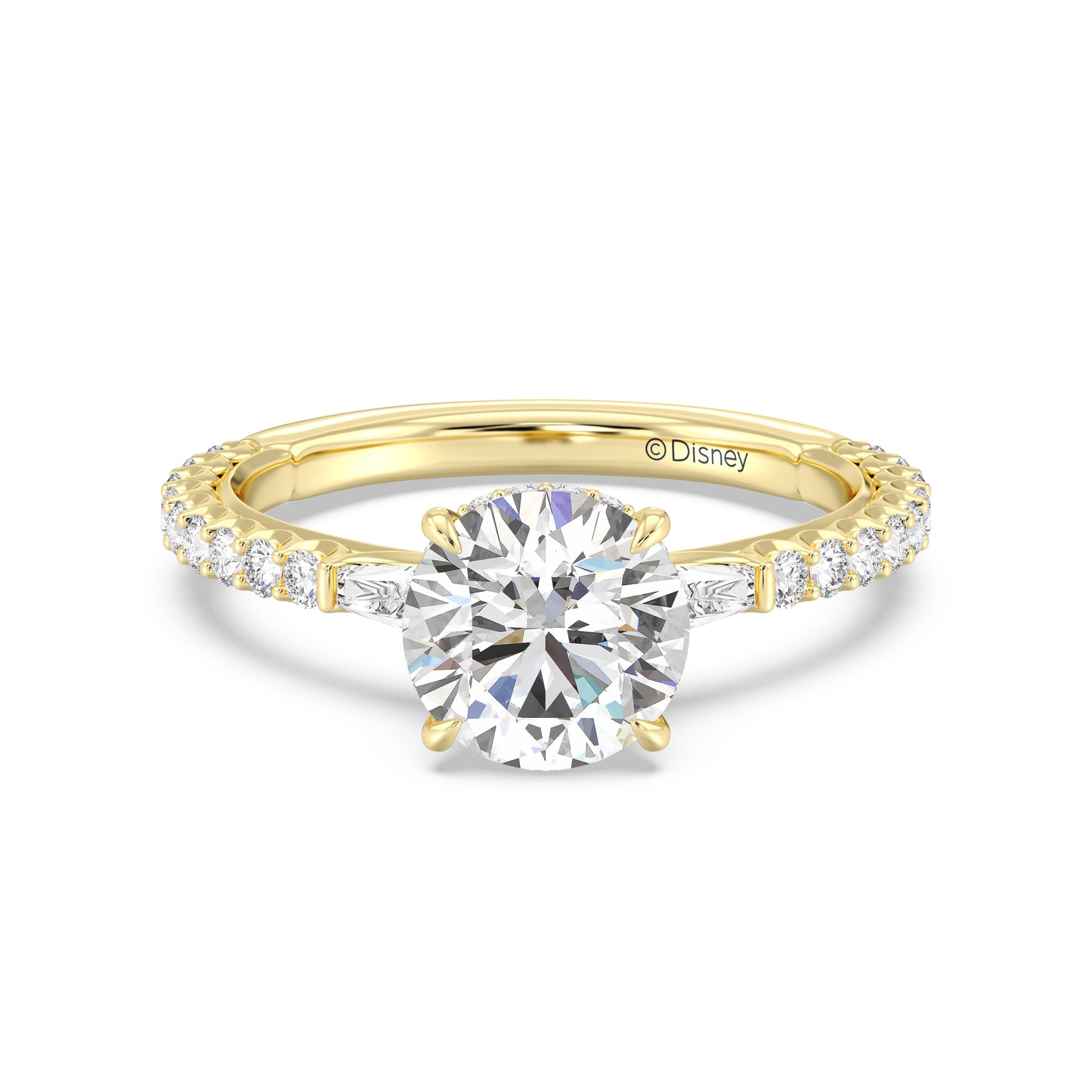 Enchanted Star Lab Grown Diamond And 14K Gold, Disney Princess Cinderella Side-Stone Carriage Engagement Ring
