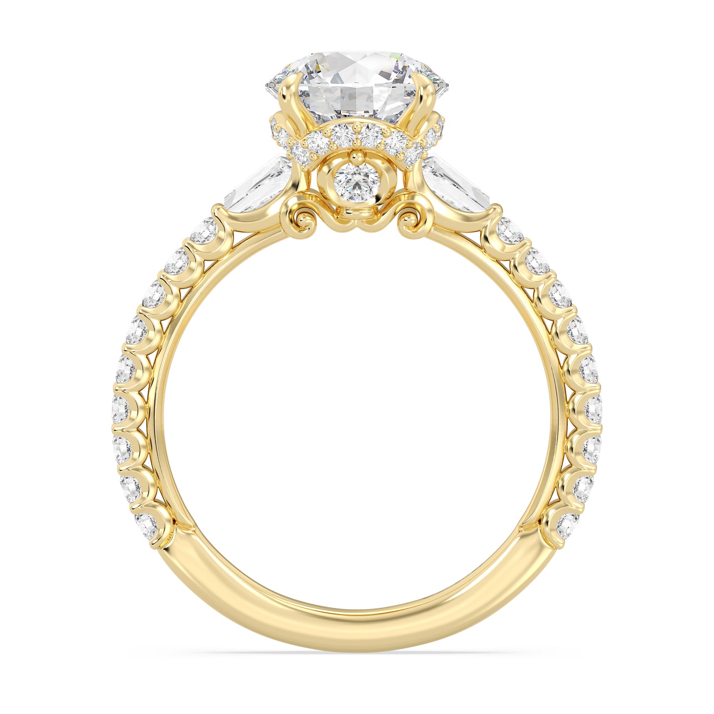 Enchanted Star Lab Grown Diamond And 14K Gold, Disney Princess Cinderella Side-Stone Carriage Engagement Ring