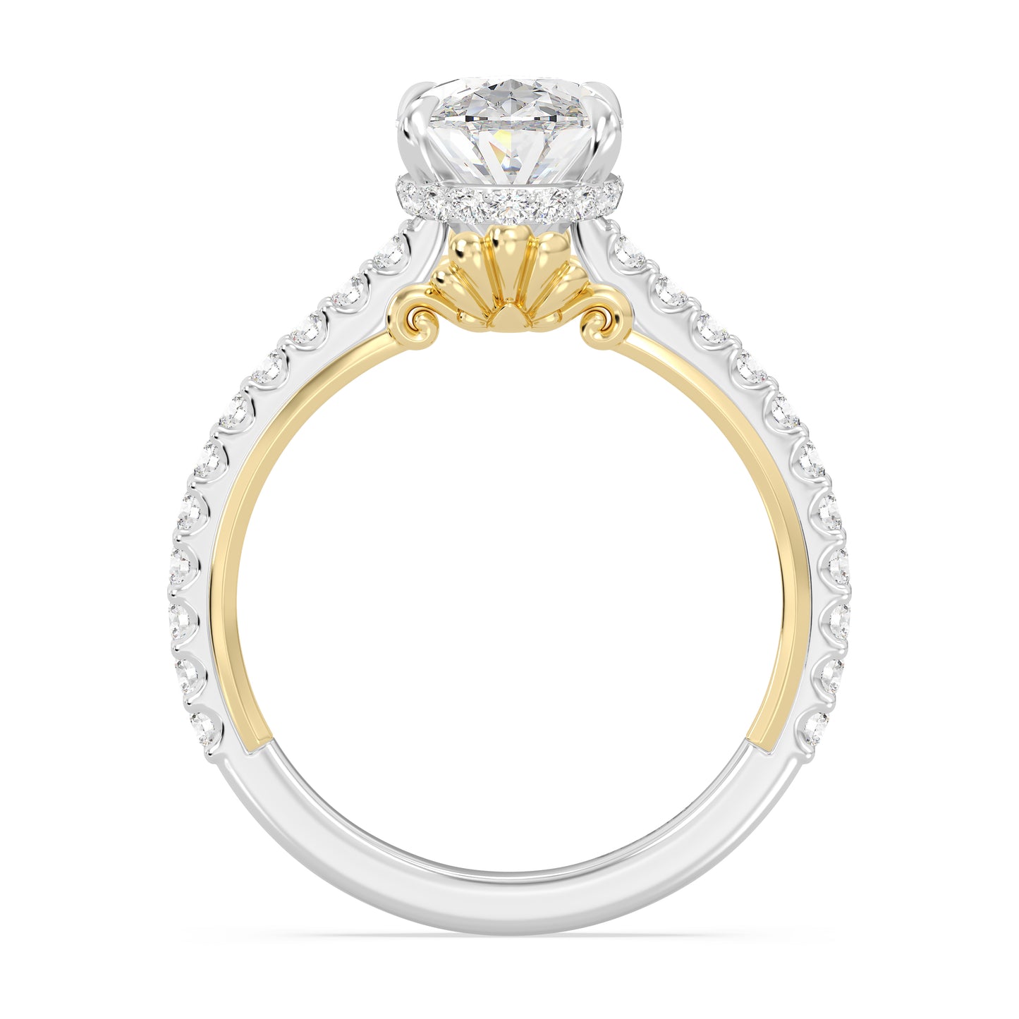 Enchanted Star Lab Grown Diamond And 14K Gold, Disney Princess Ariel Hidden Halo Shell Engagement Ring