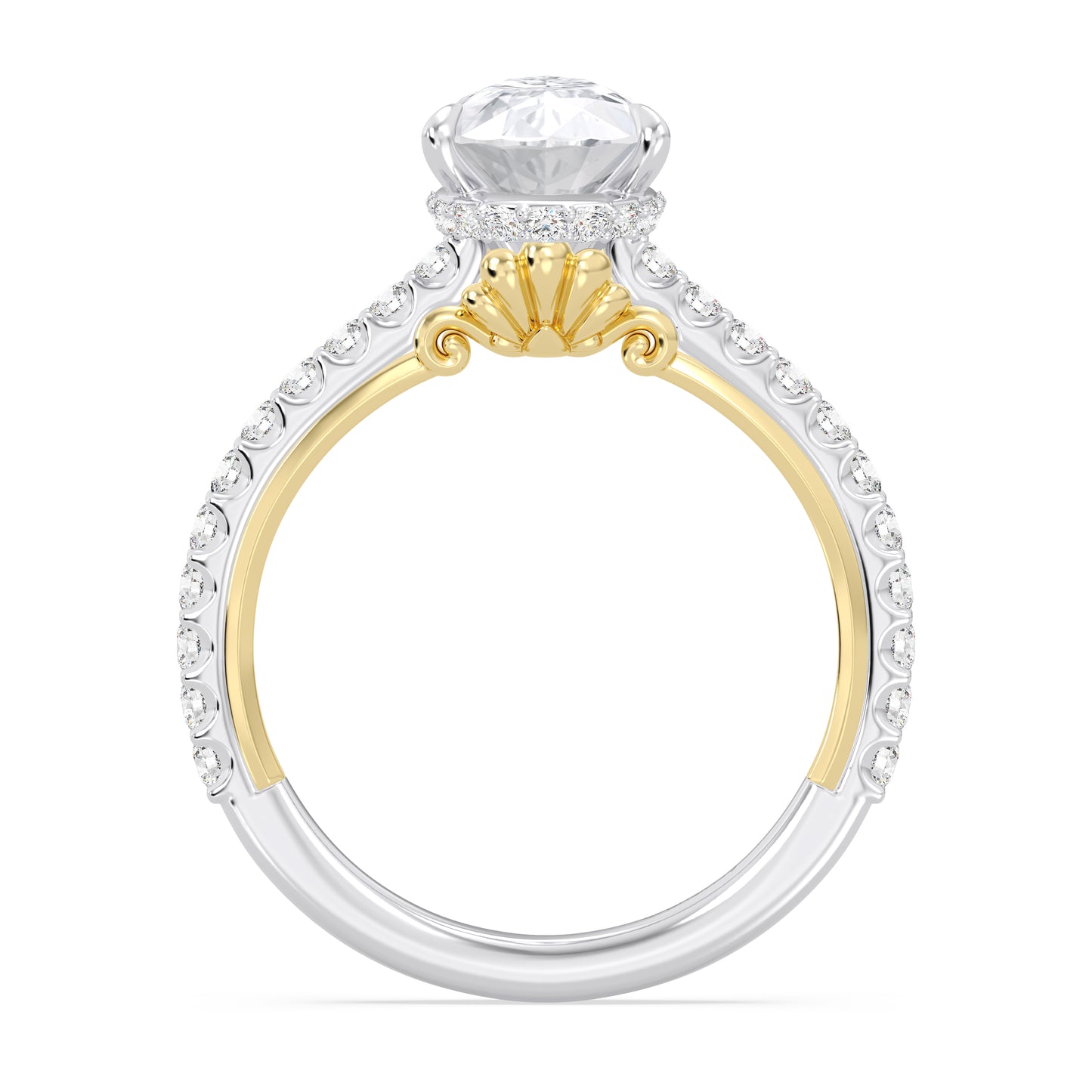 Enchanted Star Lab Grown Diamond And 14K Gold, Disney Princess Ariel Hidden Halo Shell Engagement Ring
