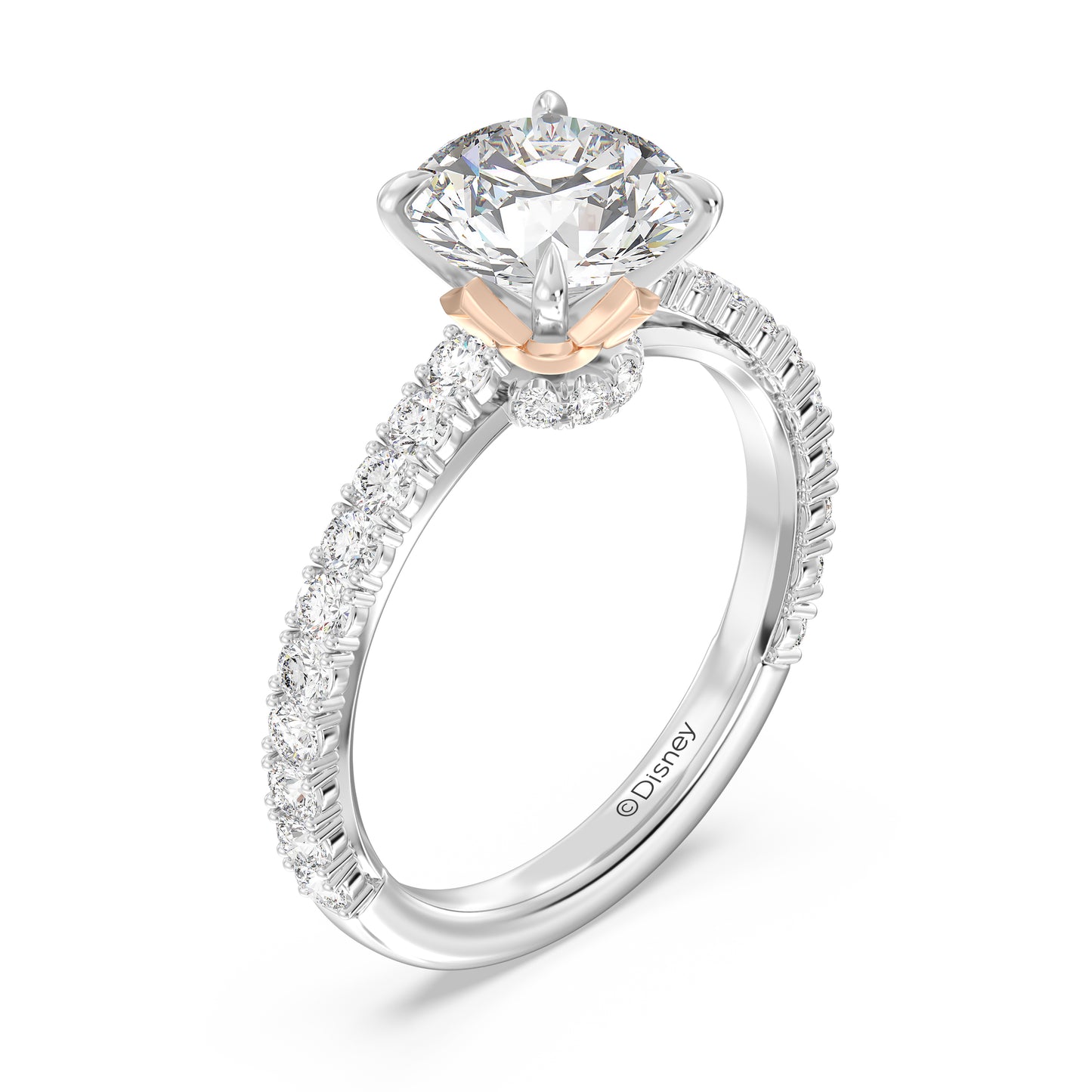 Enchanted Star Lab Grown Diamond And 14K Gold Disney Princess Aurora, Hidden Halo Crown Engagement Ring