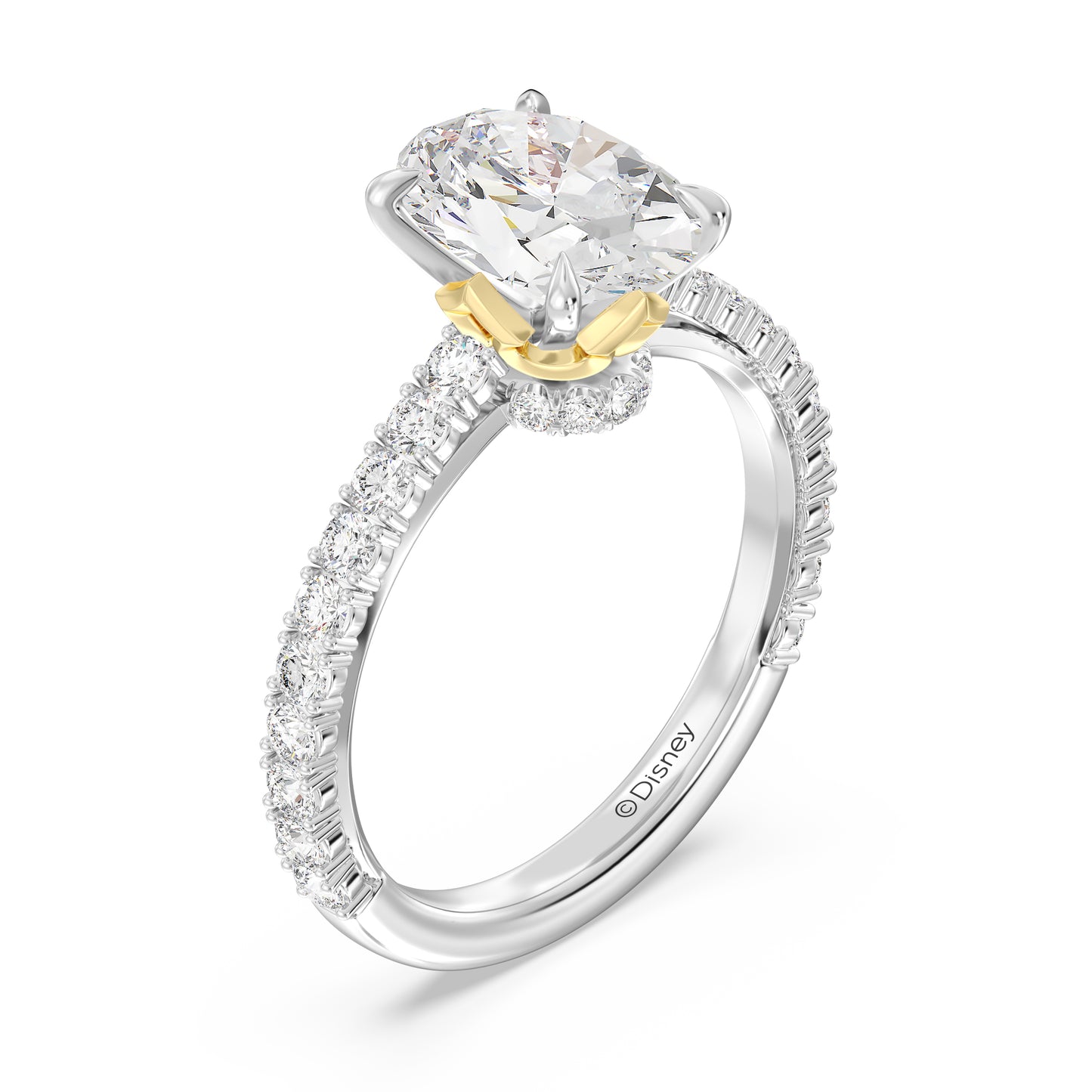 Enchanted Star Lab Grown Diamond And 14K Gold Disney Princess Aurora, Hidden Halo Crown Engagement Ring