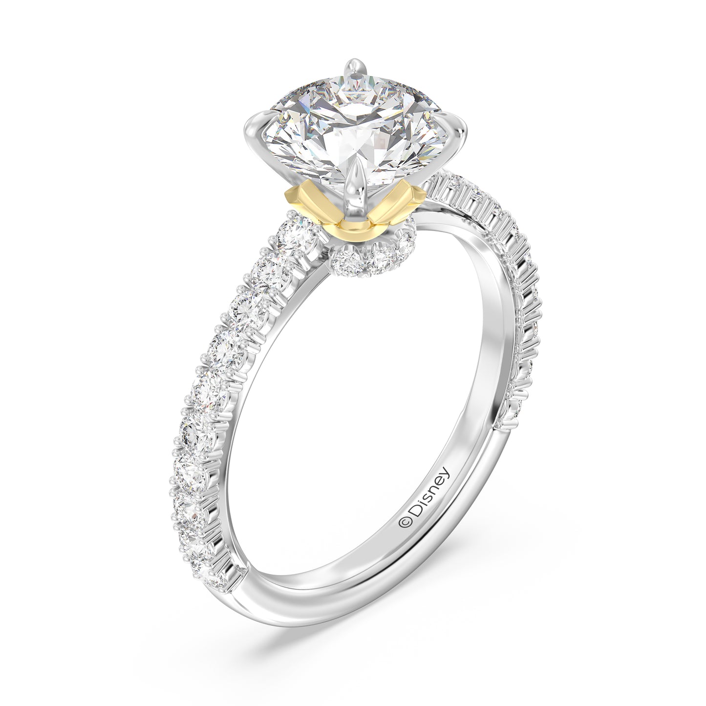 Enchanted Star Lab Grown Diamond And 14K Gold Disney Princess Aurora, Hidden Halo Crown Engagement Ring
