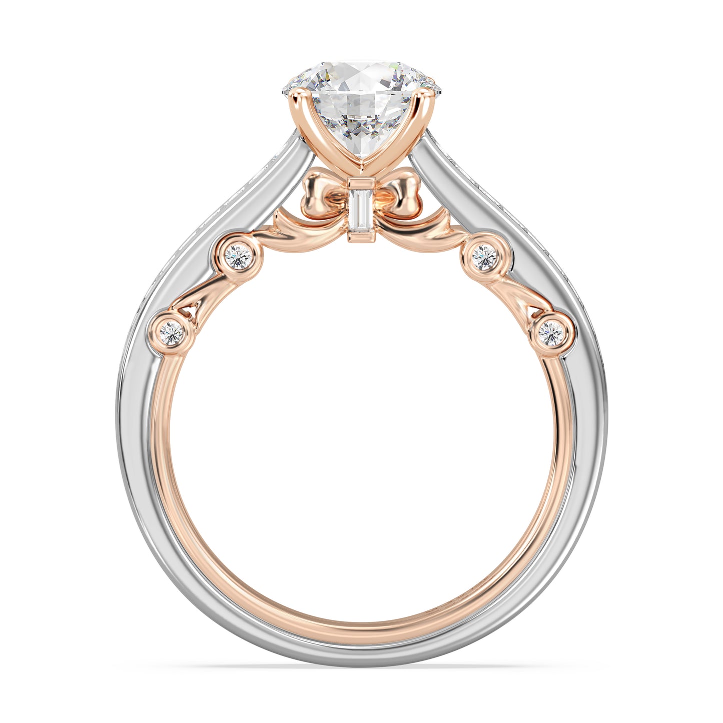 Enchanted Star Lab Grown Diamond 14K Gold  Snow White Bow Engagement Ring Set