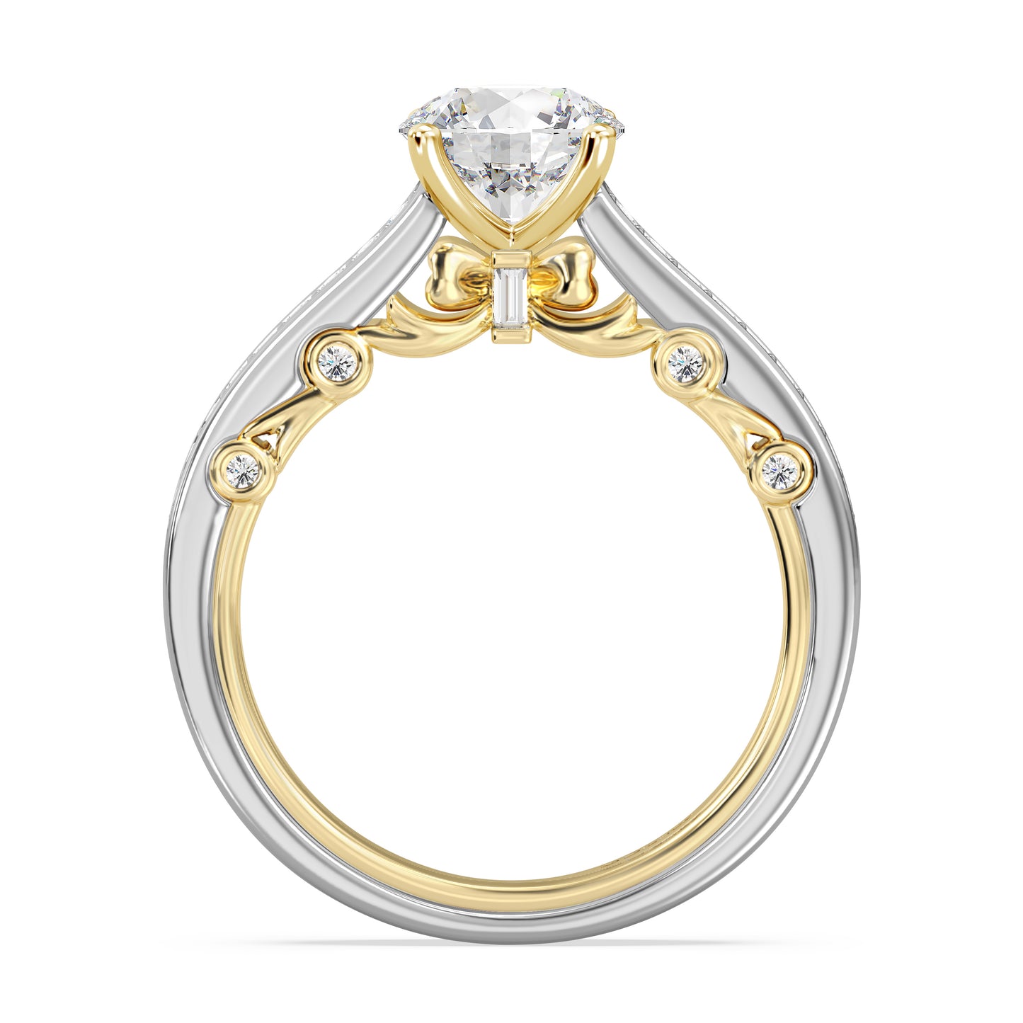 Enchanted Star Lab Grown Diamond 14K Gold  Snow White Bow Engagement Ring Set