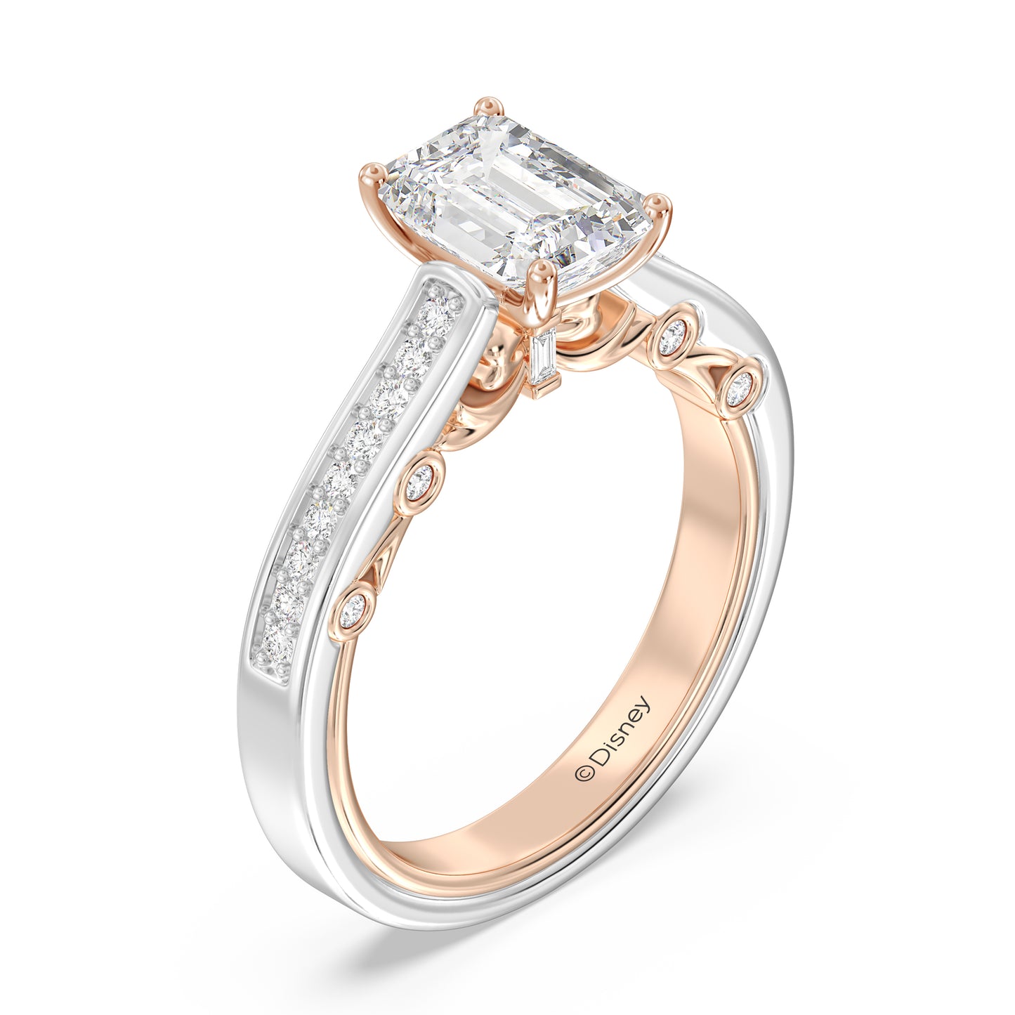 Enchanted Star Lab Grown Diamond 14K Gold  Snow White Bow Engagement Ring Set