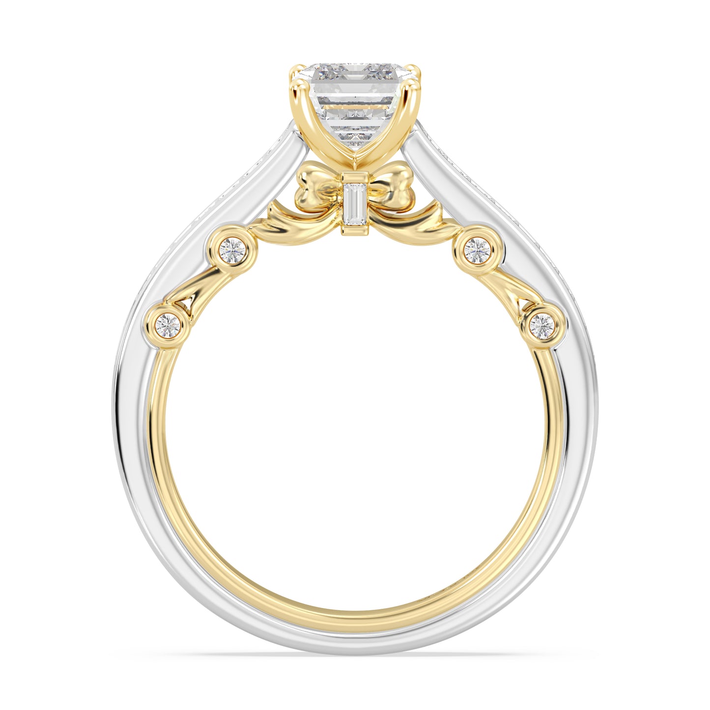 Enchanted Star Lab Grown Diamond 14K Gold  Snow White Bow Engagement Ring Set