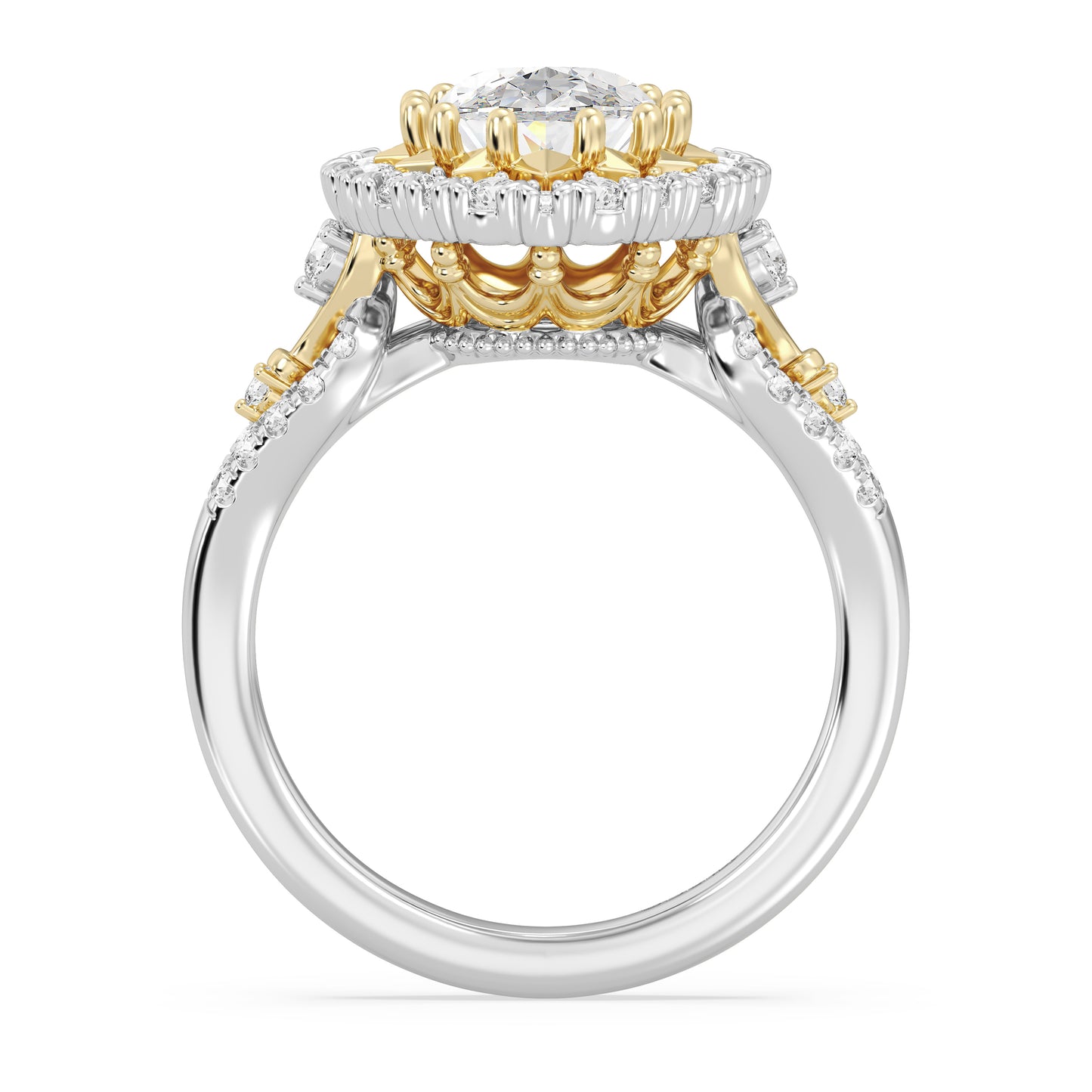 Enchanted Star Lab Grown Diamond 14K Gold Majestic Princess Halo Engagement Ring