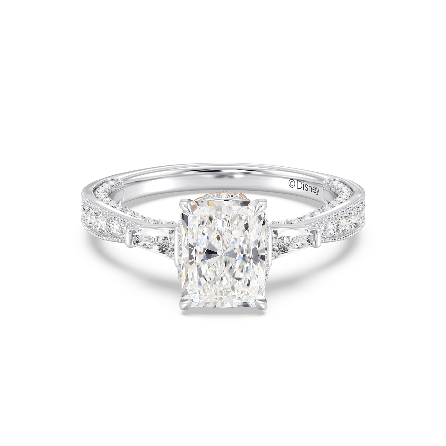 Enchanted Star Lab Grown Diamond And 14K Gold Disney Princess Belle Three Stone Vintage Engagement Ring