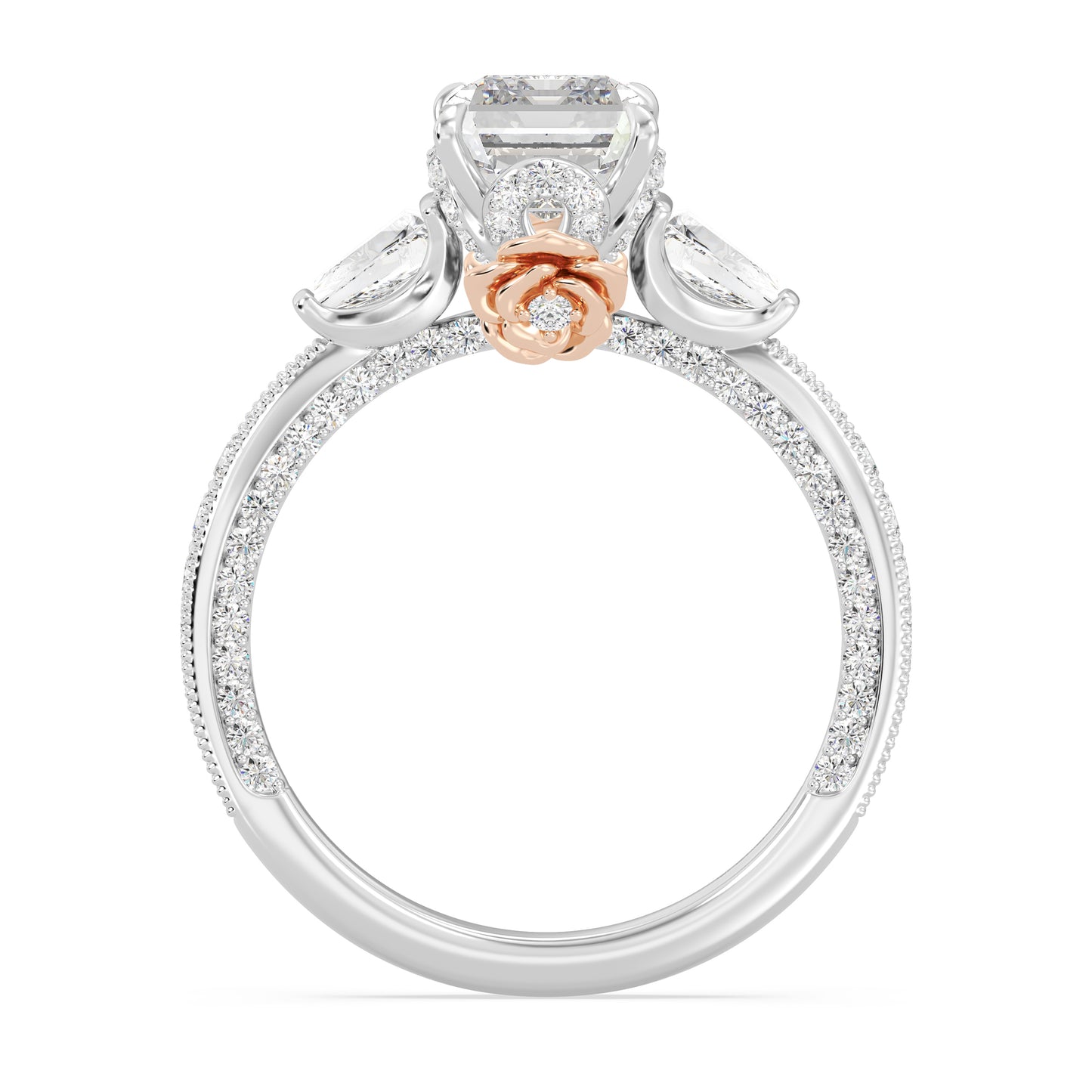 Enchanted Star Lab Grown Diamond And 14K Gold Disney Princess Belle Three Stone Vintage Engagement Ring