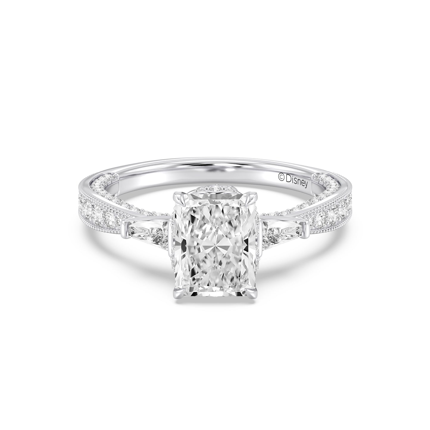 Enchanted Star Lab Grown Diamond And 14K Gold Disney Princess Belle Three Stone Vintage Engagement Ring