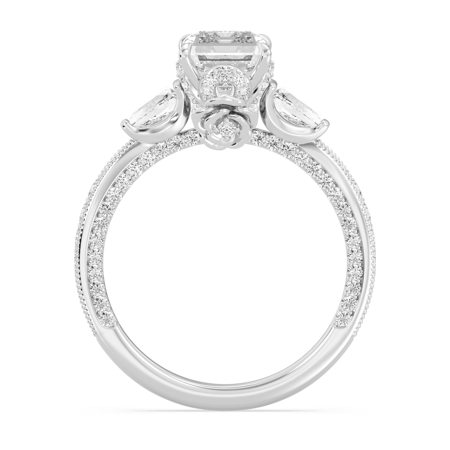Enchanted Star Lab Grown Diamond And 14K Gold Disney Princess Belle Three Stone Vintage Engagement Ring