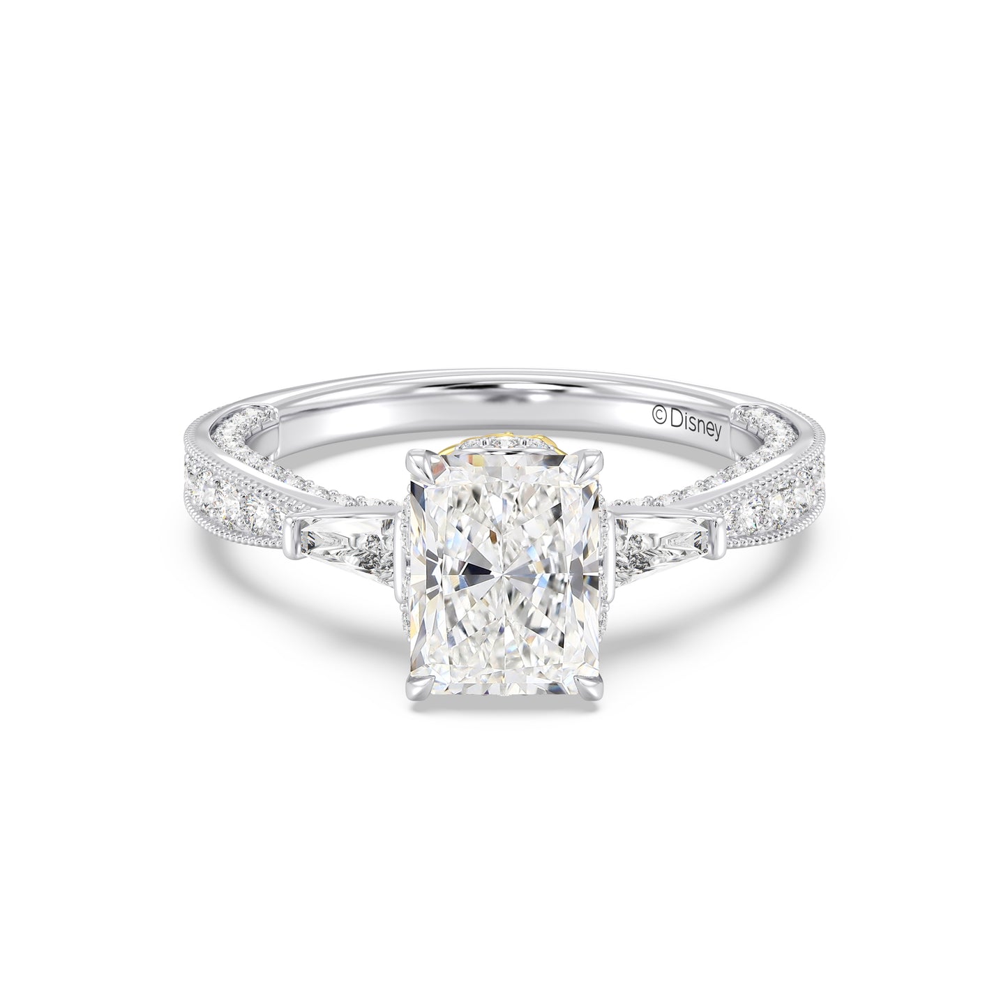 Enchanted Star Lab Grown Diamond And 14K Gold Disney Princess Belle Three Stone Vintage Engagement Ring