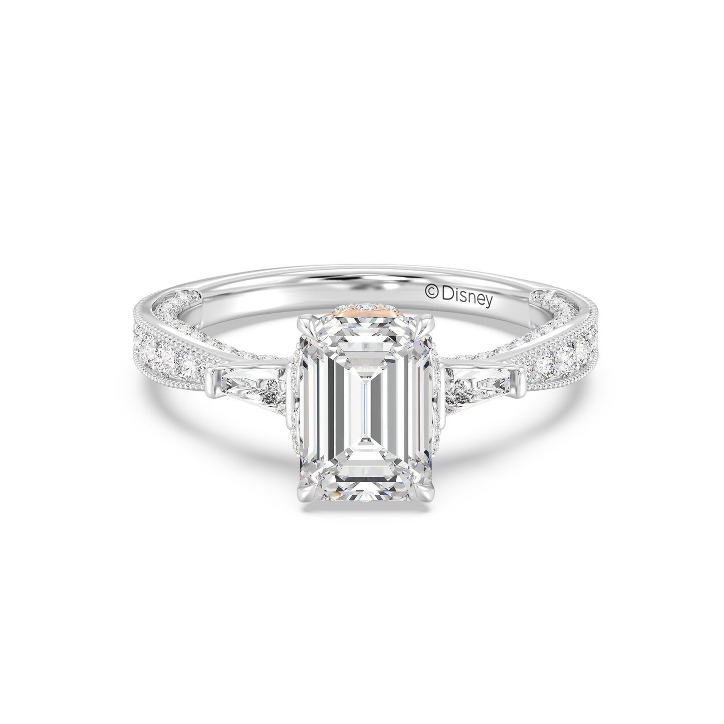 Enchanted Star Lab Grown Diamond And 14K Gold Disney Princess Belle Three Stone Vintage Engagement Ring
