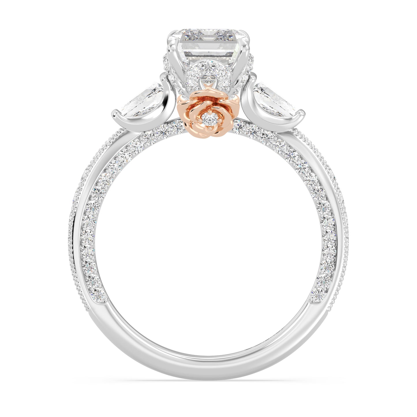 Enchanted Star Lab Grown Diamond And 14K Gold Disney Princess Belle Three Stone Vintage Engagement Ring