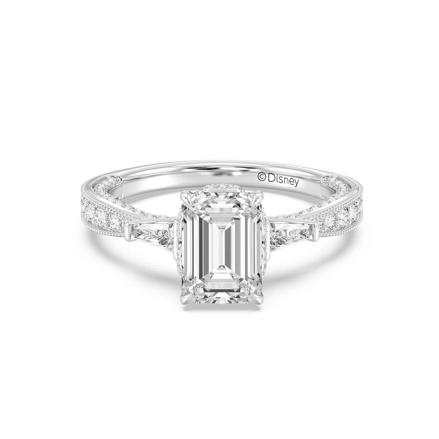 Enchanted Star Lab Grown Diamond And 14K Gold Disney Princess Belle Three Stone Vintage Engagement Ring