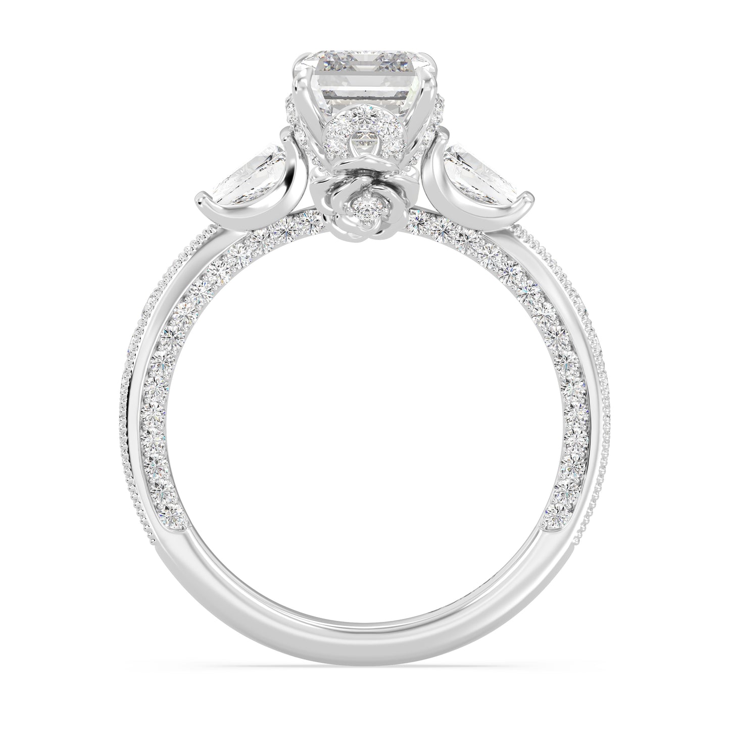 Enchanted Star Lab Grown Diamond And 14K Gold Disney Princess Belle Three Stone Vintage Engagement Ring